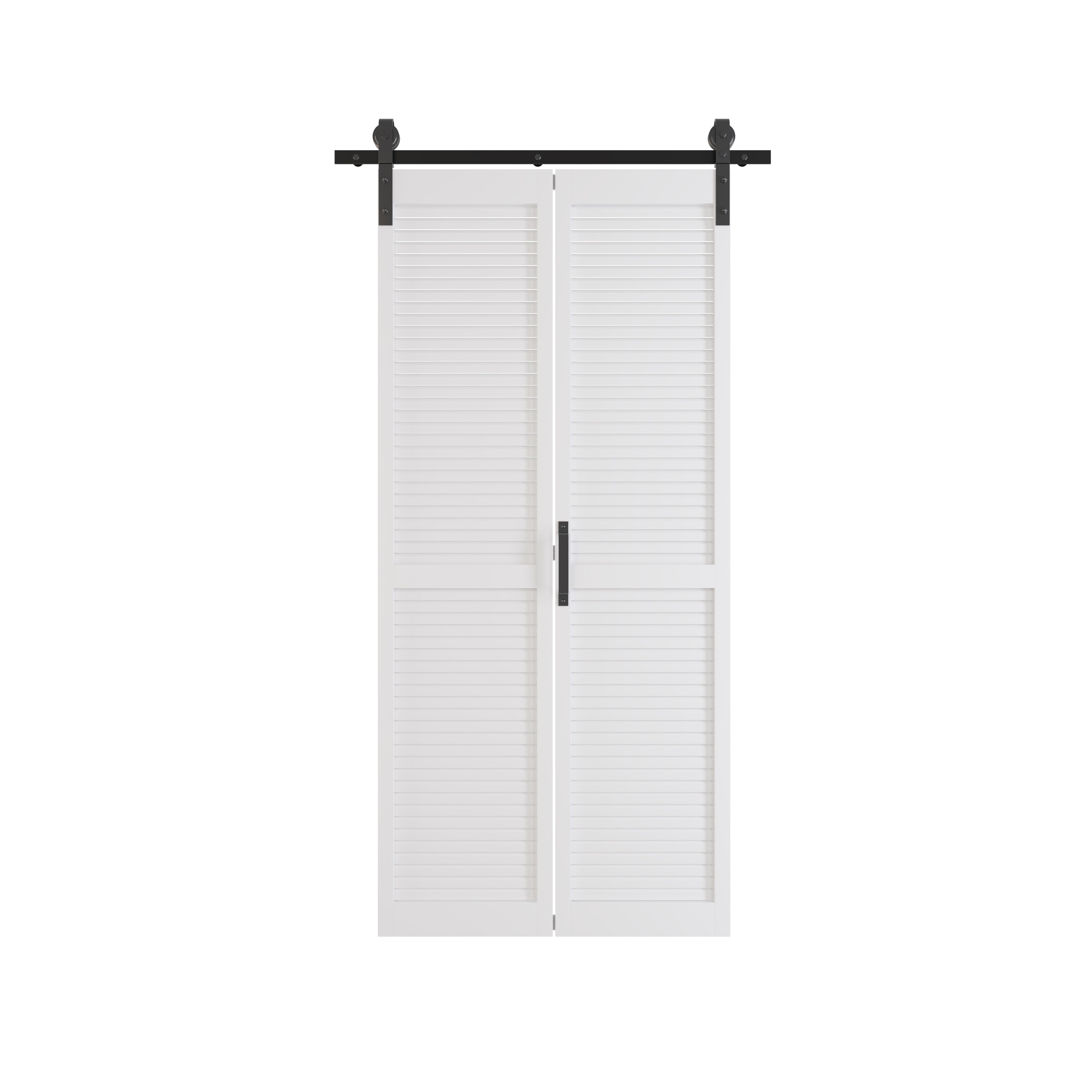 TENONER Bi-Fold Sliding Barn Door, Folding Doors, Louver Closet Door with Hardware, Finished Closet Door Slab, One Track for 2 Doors, MDF, White