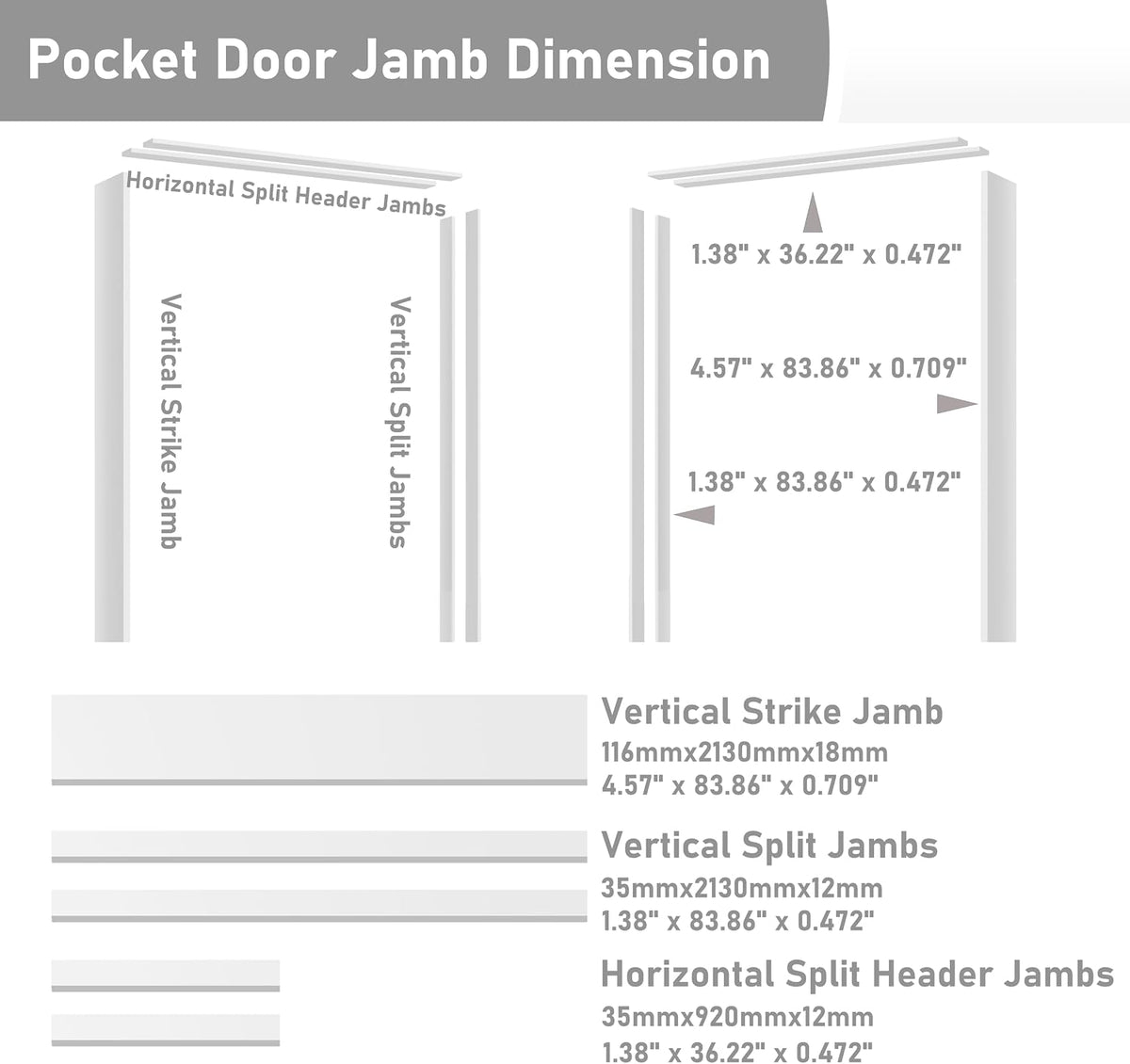 36 in Pine Wood White Pocket Door Frame
