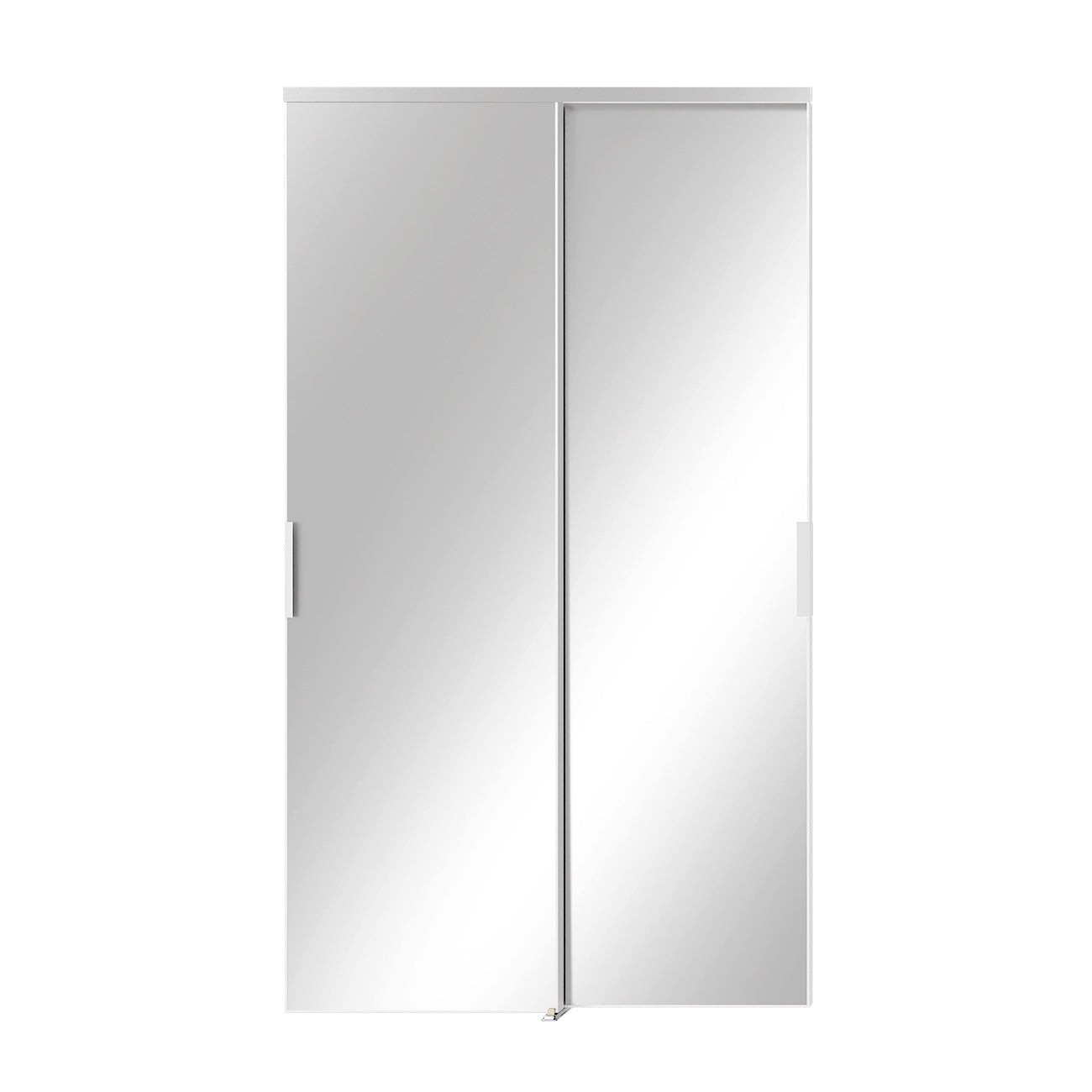 TENONER Silver Aluminum Frame Mirrored Sliding Closet Door for Bedroom