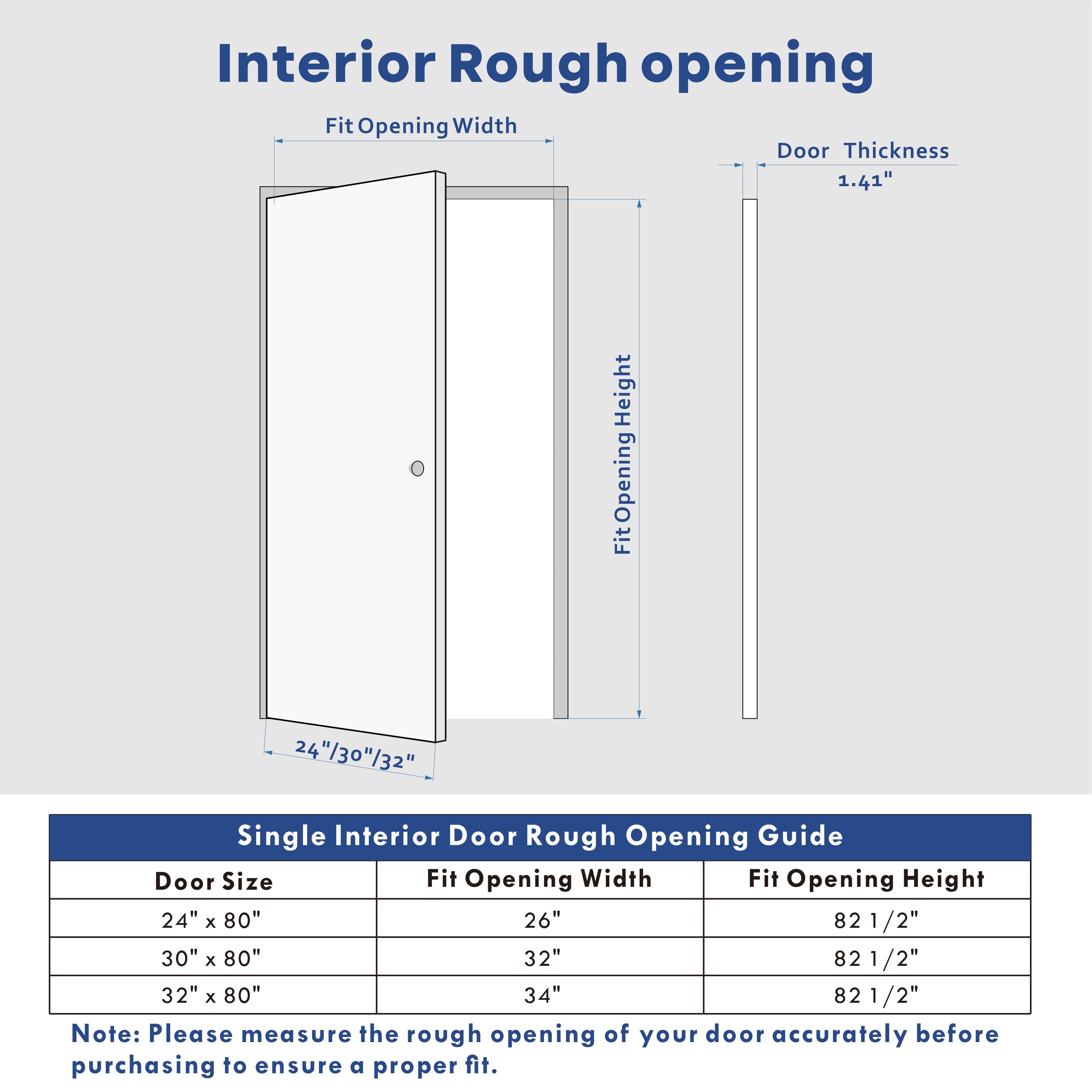 French Interior Door - T-Panel Solid Core Wood Pantry Door, Closet & Bathroom Single Pre-Finished Door Slab - White Primed(Not Include Door Hinges)