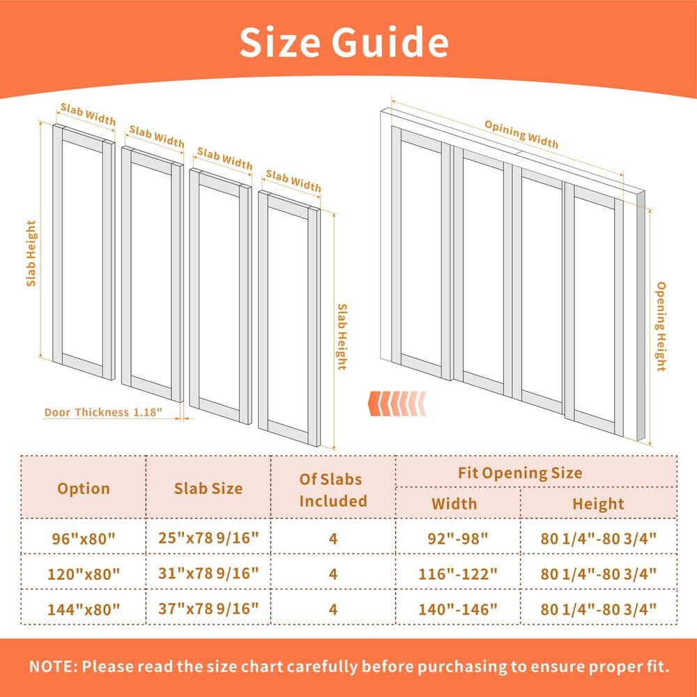 TENONER White MDF 5-Panel Sliding Closet Door for Bedroom, Pantry - Space-Saving, Smooth and Quiet Operation