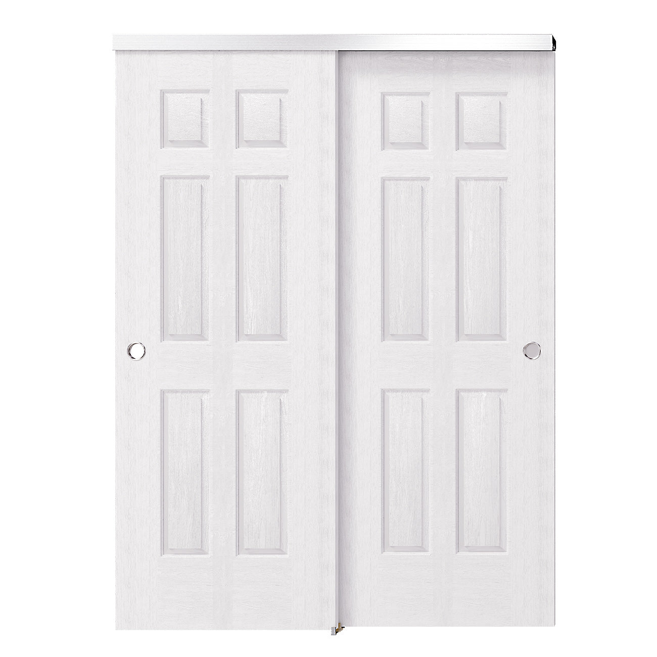 TENONER White MDF 6 Panel Bypass Door for  Bedroom, Living Room,Laundry – DIY Painted, Easy Installation with Bypass Hardware Kits