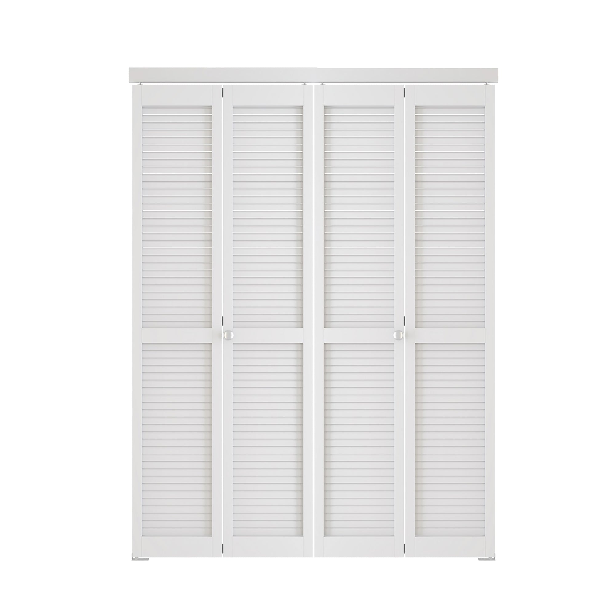 48/60/72 in. x 80 in. Louver Bi-Fold Interior Door for Closet, MDF & PVC, White Folding Door including Hardware