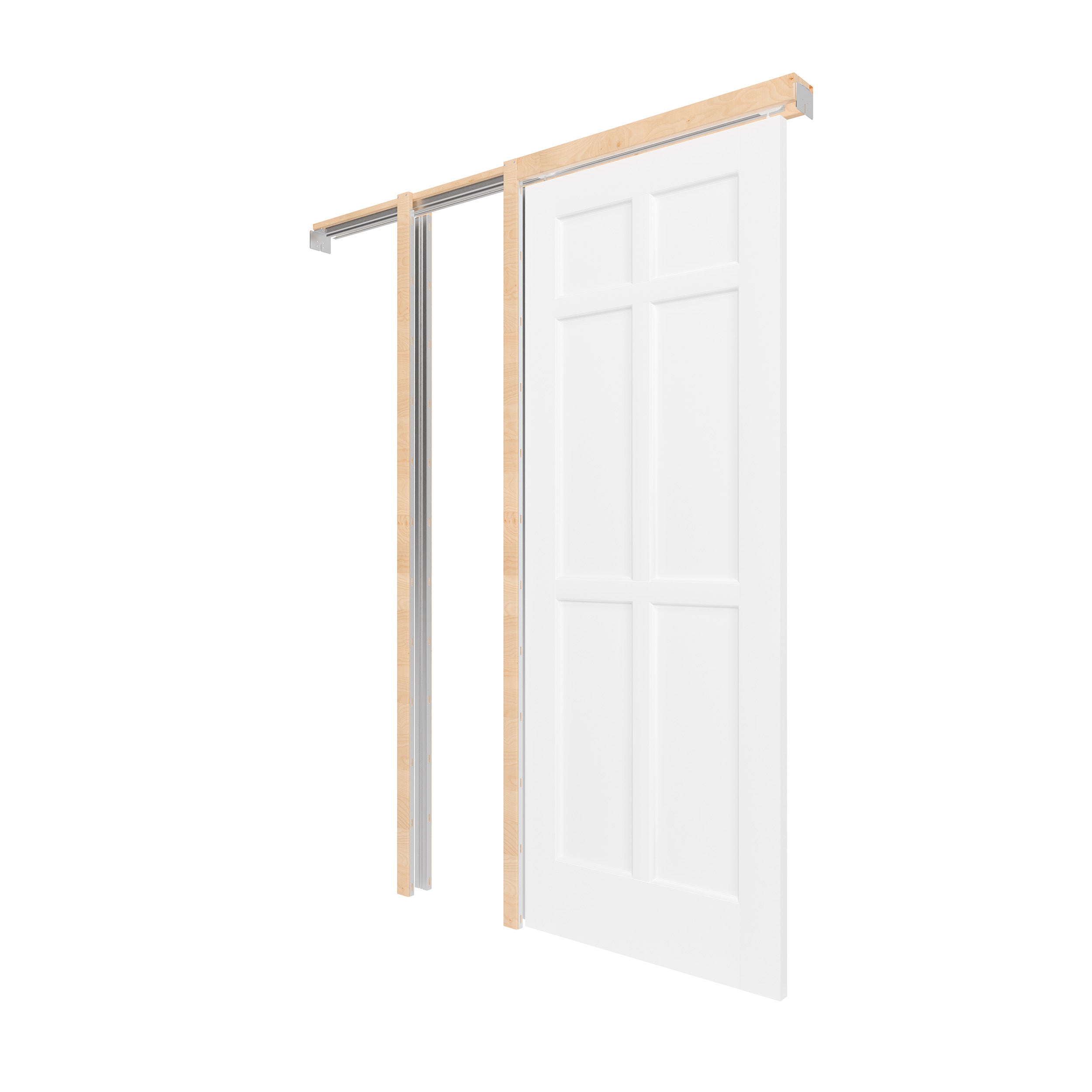 TENONER Sliding Pocket Door, 60in.(Double 30 in.) x 80 in, 6-Panel Core with Frame and Hardware Kit Set, Interior Door Slab for Pocket Door, White Primed - No Panel Assembly Required Visit the Lakenyon Store