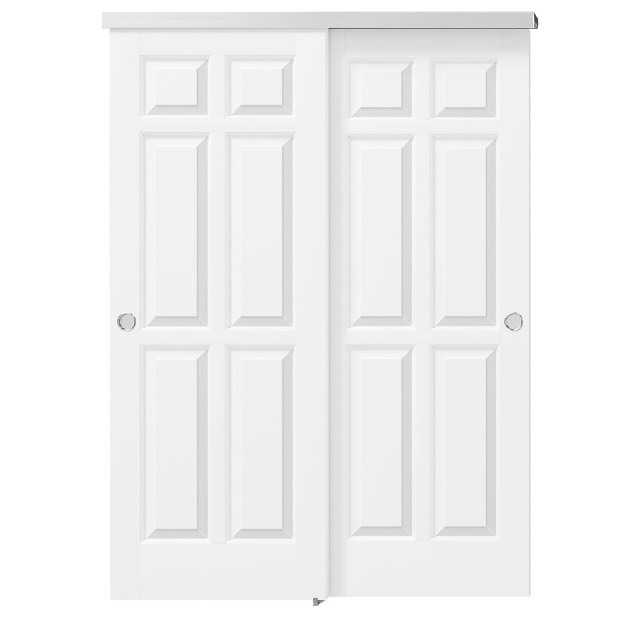 TENONER White MDF 6-Panel Bypass Door for  Bedroom, Living Room,Laundry – DIY Painted, Easy Installation with Bypass Hardware Kits