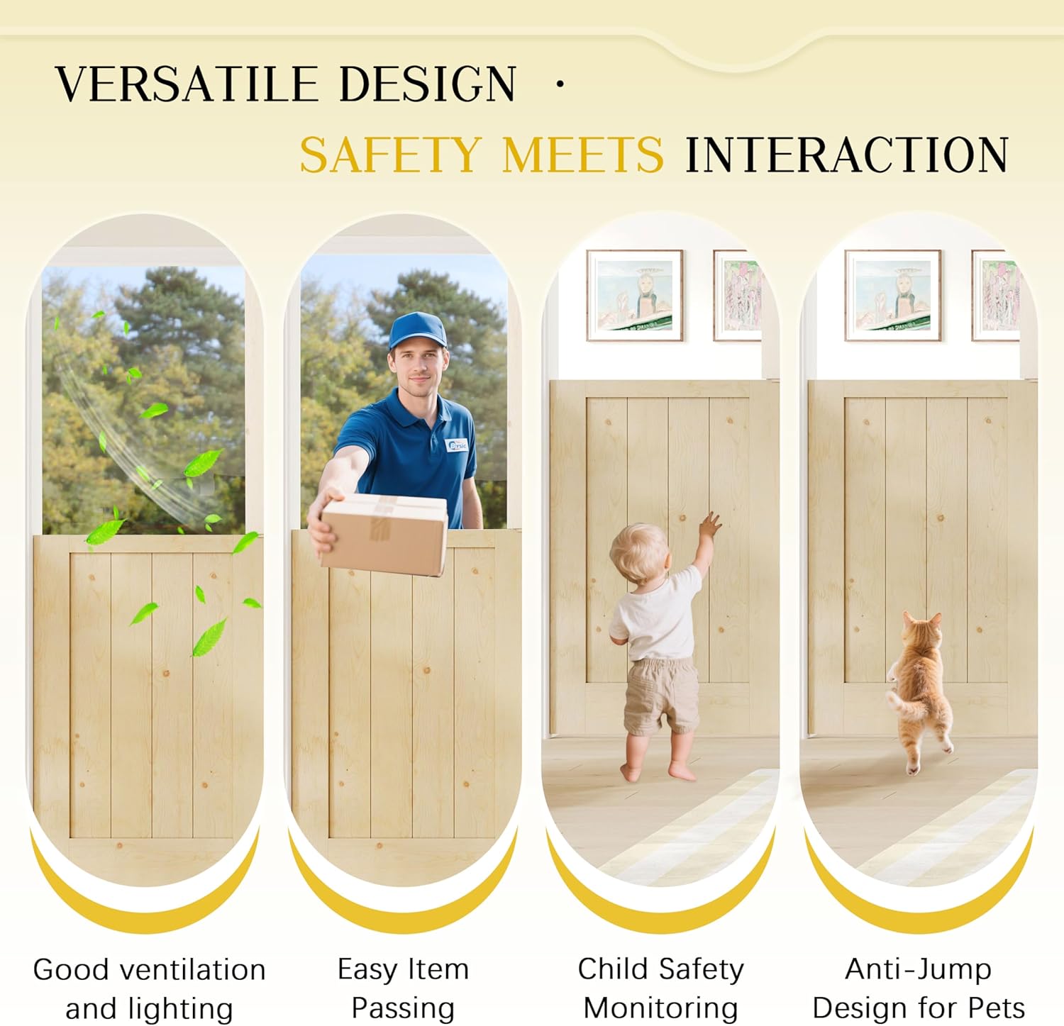 TENONER MDF Upper Blackboard Panel Split Single/Double Interior Dutch Door Slabs for Living Room, Bedroom, Closet – Enhance Ventilation, DIY Painted without Door Hinges