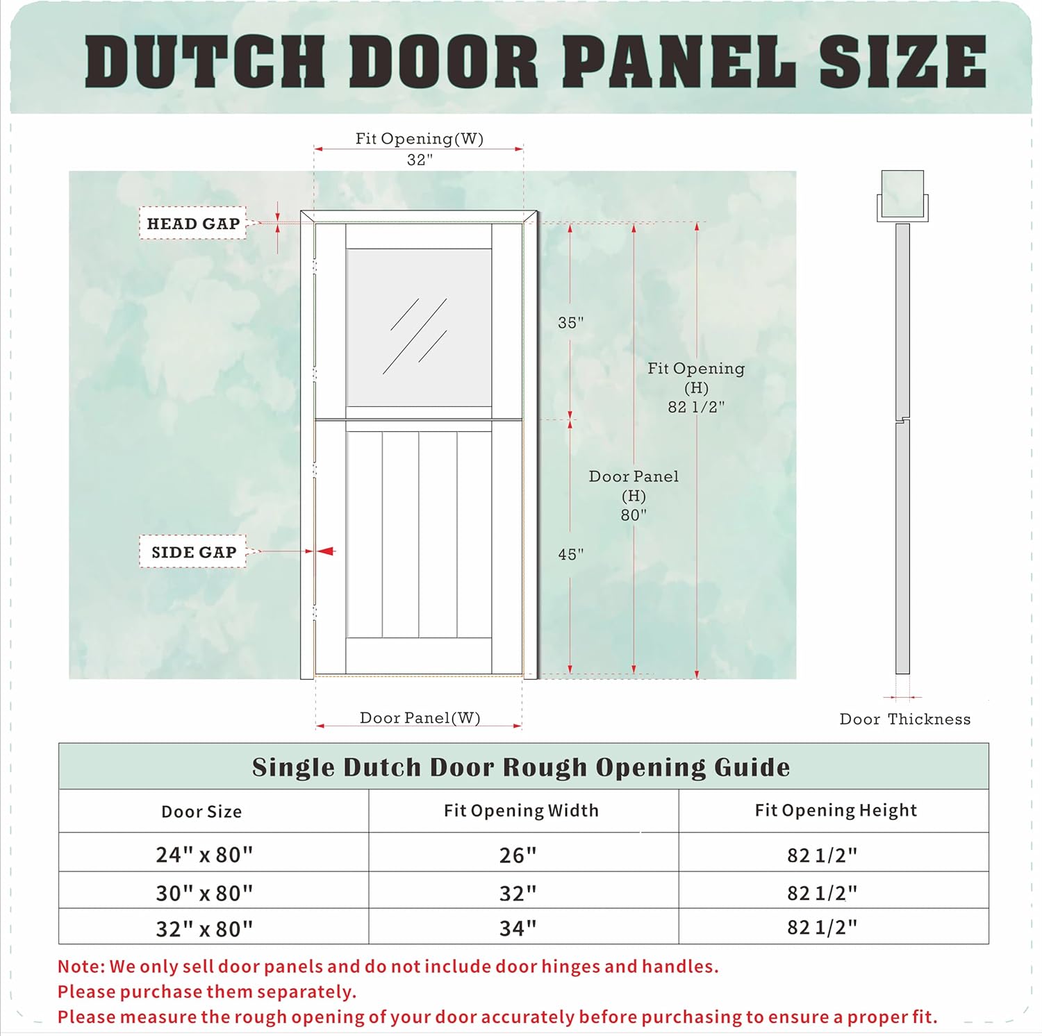 Interior Dutch Door, 30/32 in. x 80 in. Half Clear Glass Split Single Door Slab, Modern Style Farmhouse Closet Door, Natural Pine Wood(Not Include Door Hinges)