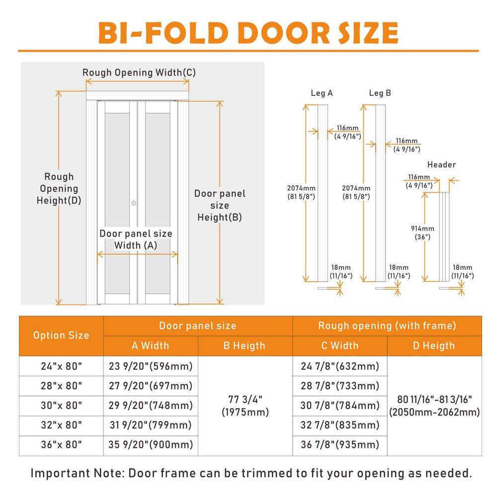 Pine Wood White Bifold Door Frame & Sliding Closet Door Frame