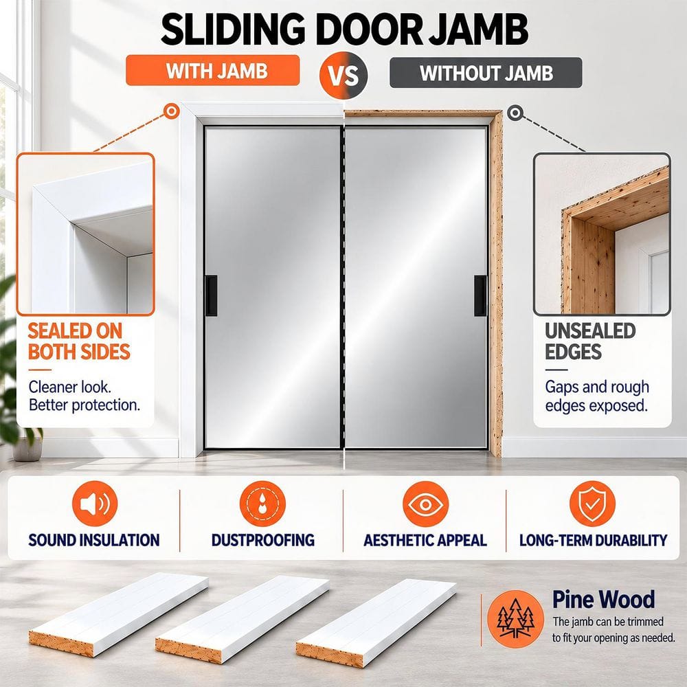 Pine Wood White Bifold Door Frame & Sliding Closet Door Frame