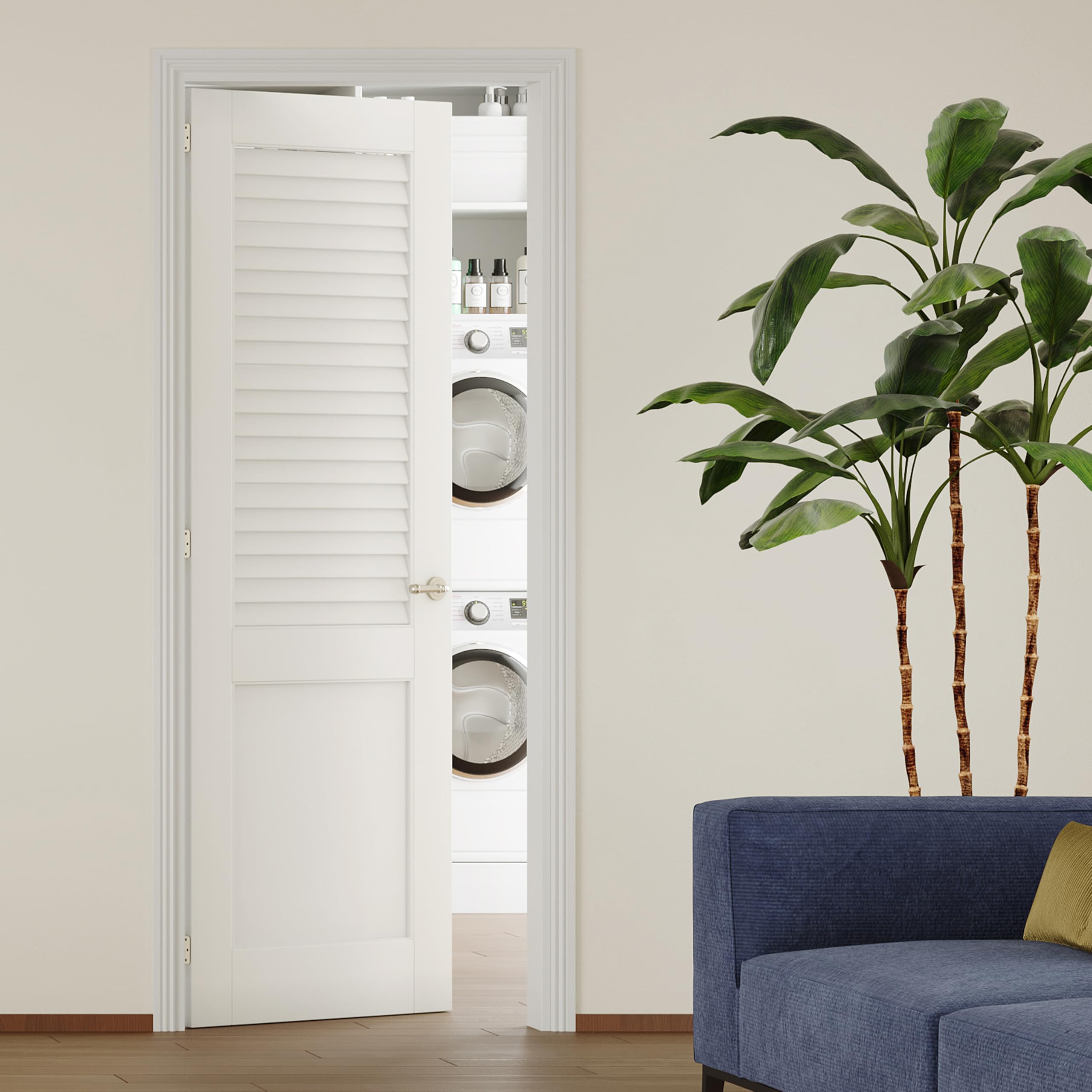 TENONER White MDF Upper Section Louvered Interior Door