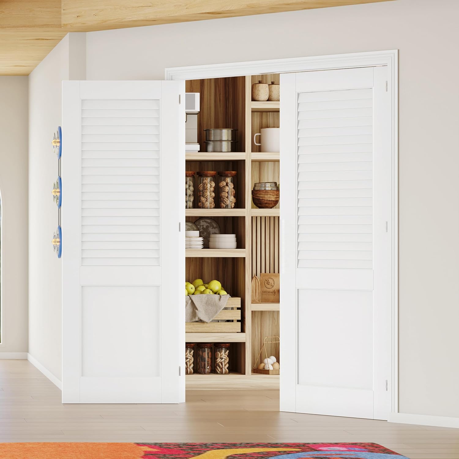 TENONER White Solid Core Upper Section Louvered Interior Door