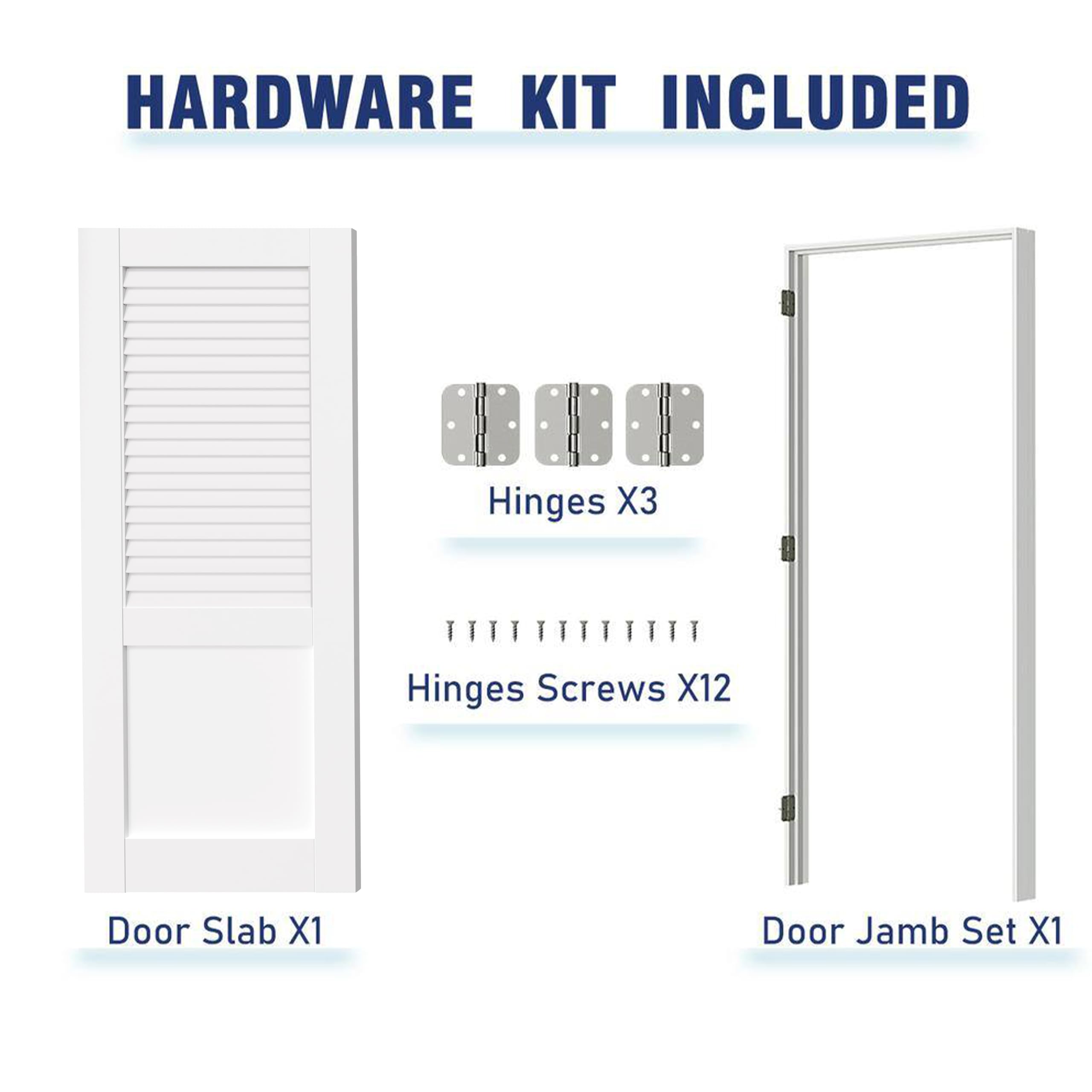 TENONER White MDF Upper Section Louvered Interior Door