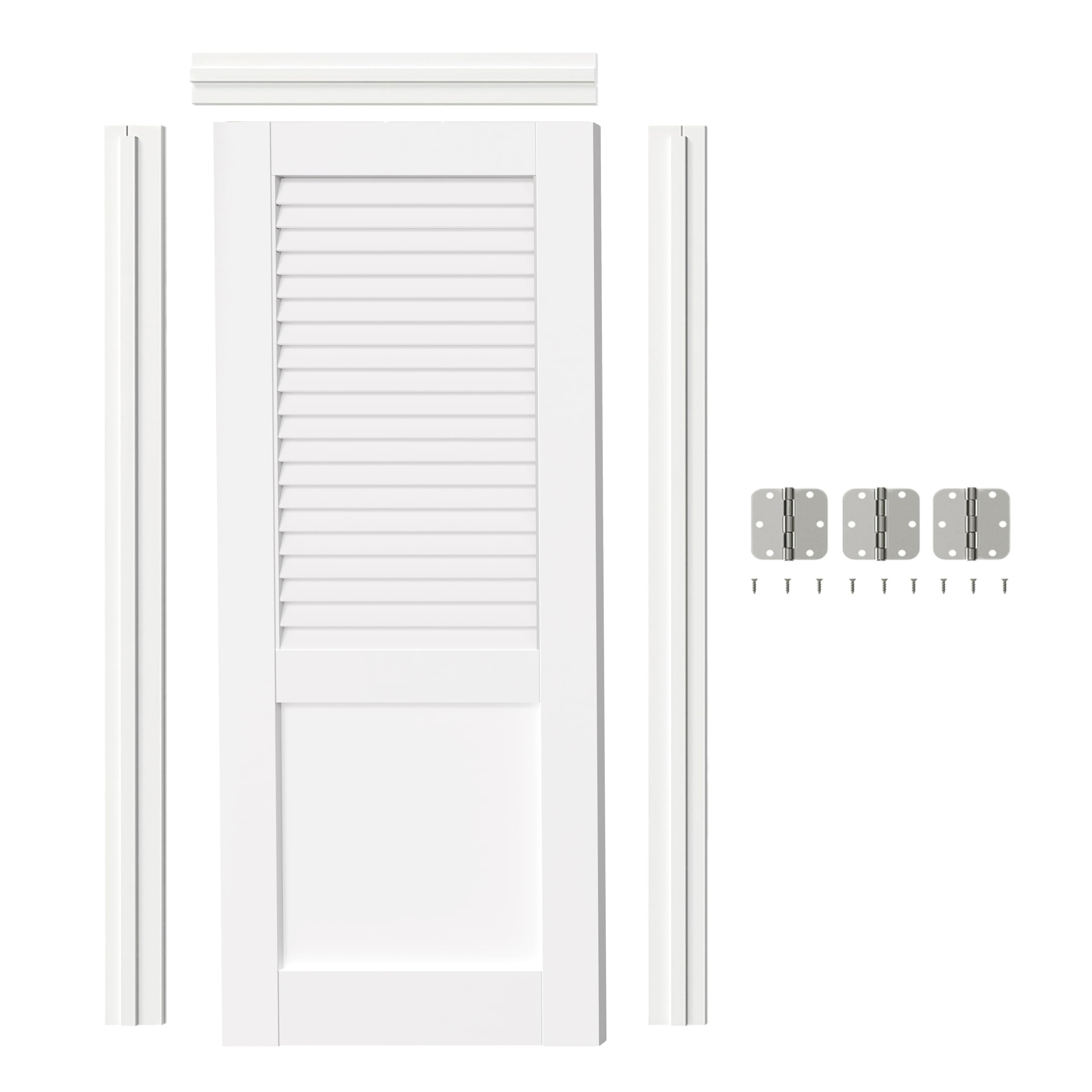 TENONER White MDF Upper Section Louvered Interior Door