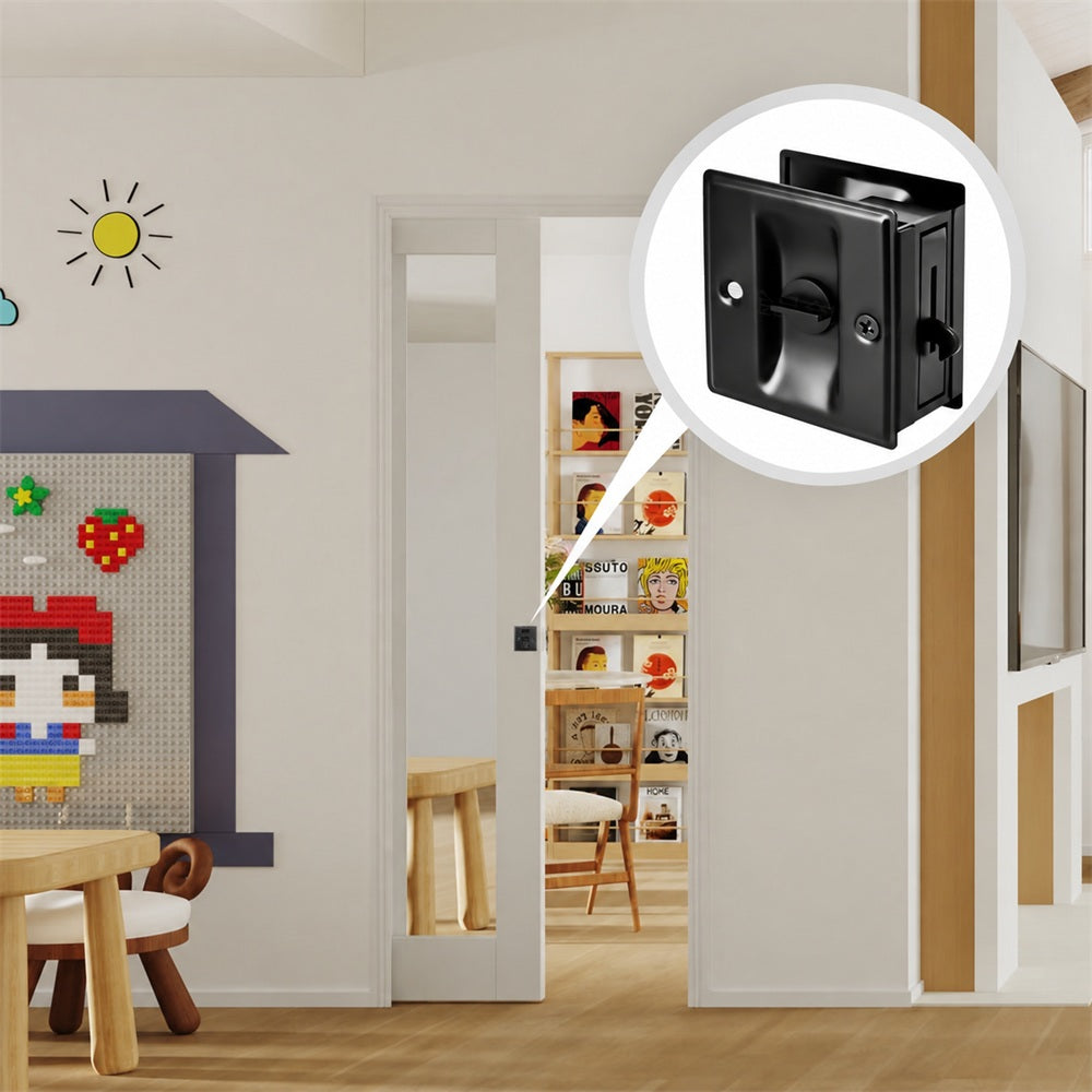 Black / Silver Pocket Door Lock - Easy Installation
