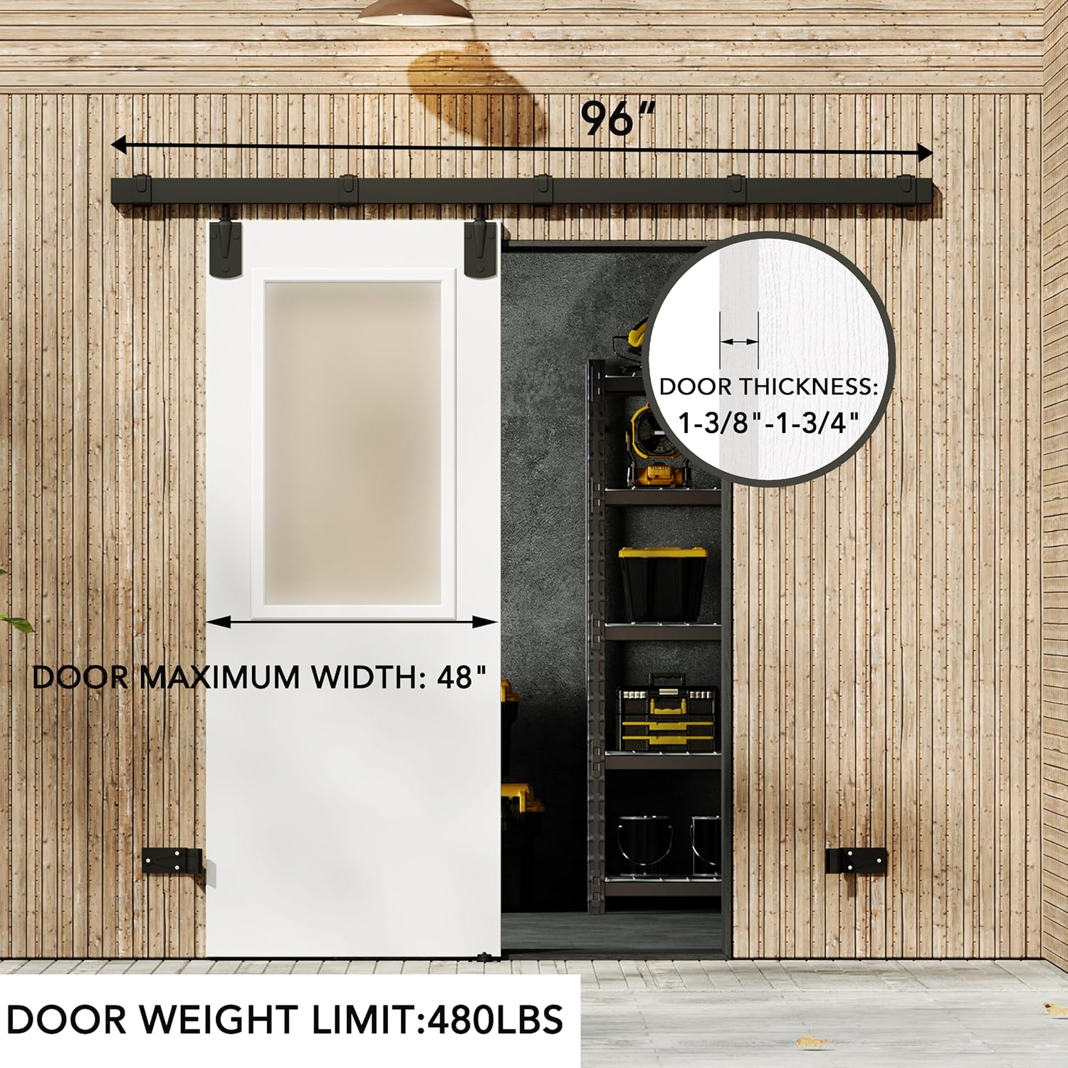 TENONER Black Exterior Barn Door Hardware Kit for Indoor and Exterior Doors