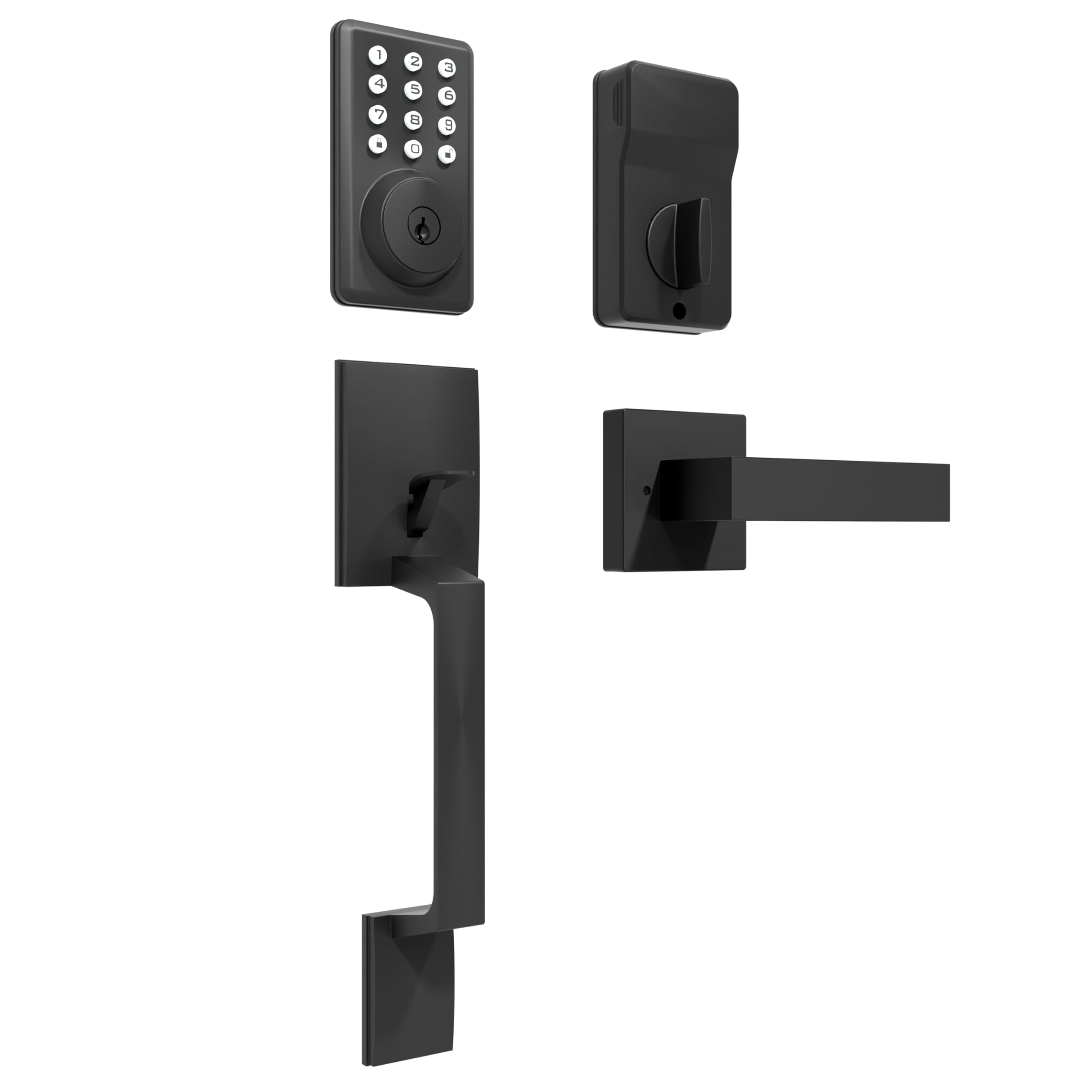 TENONER Black Combination Lock with Handle for Outdoor Doors