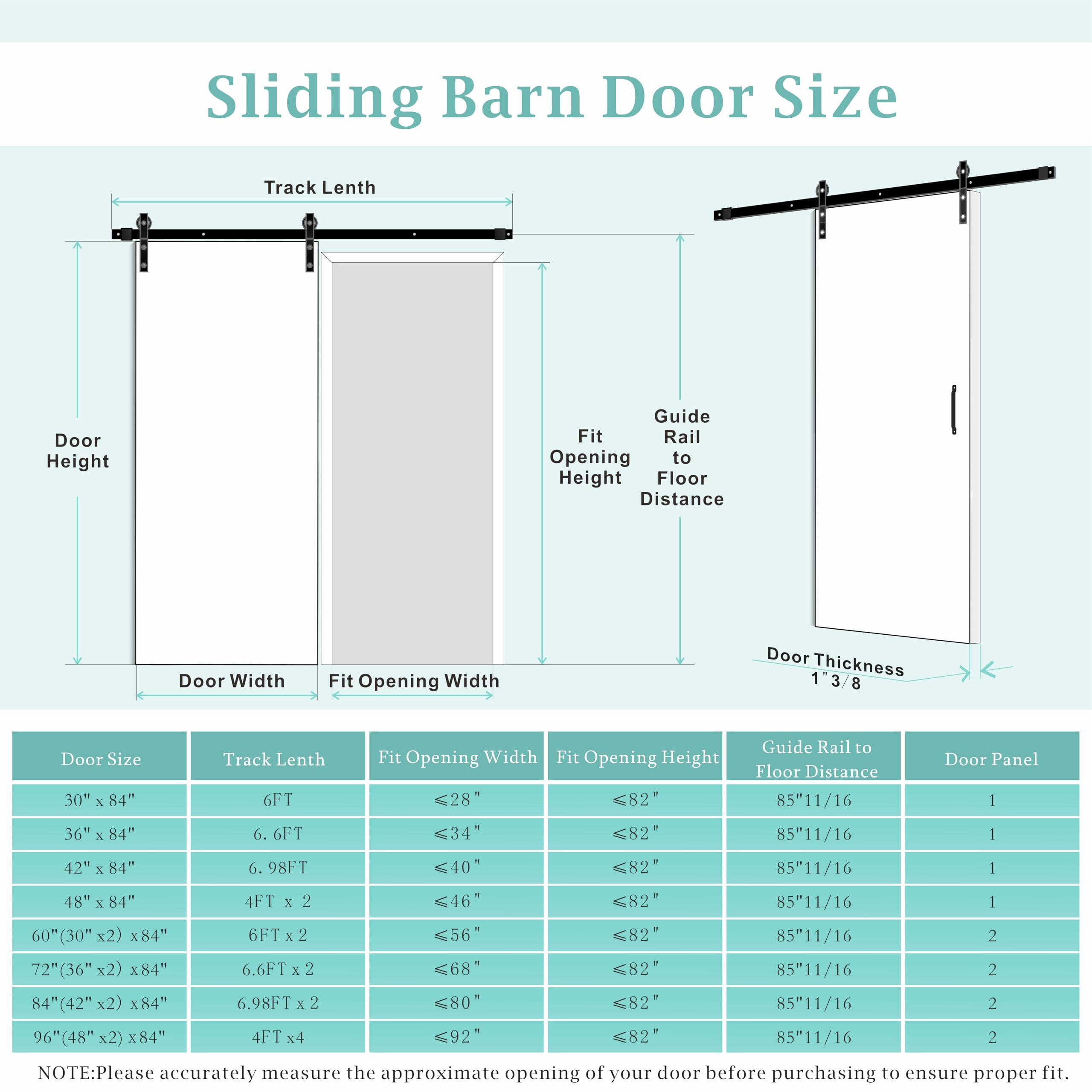 TENONER Black MDF Modern 5-Panel Waterproof PVC Surface Sliding Barn Door