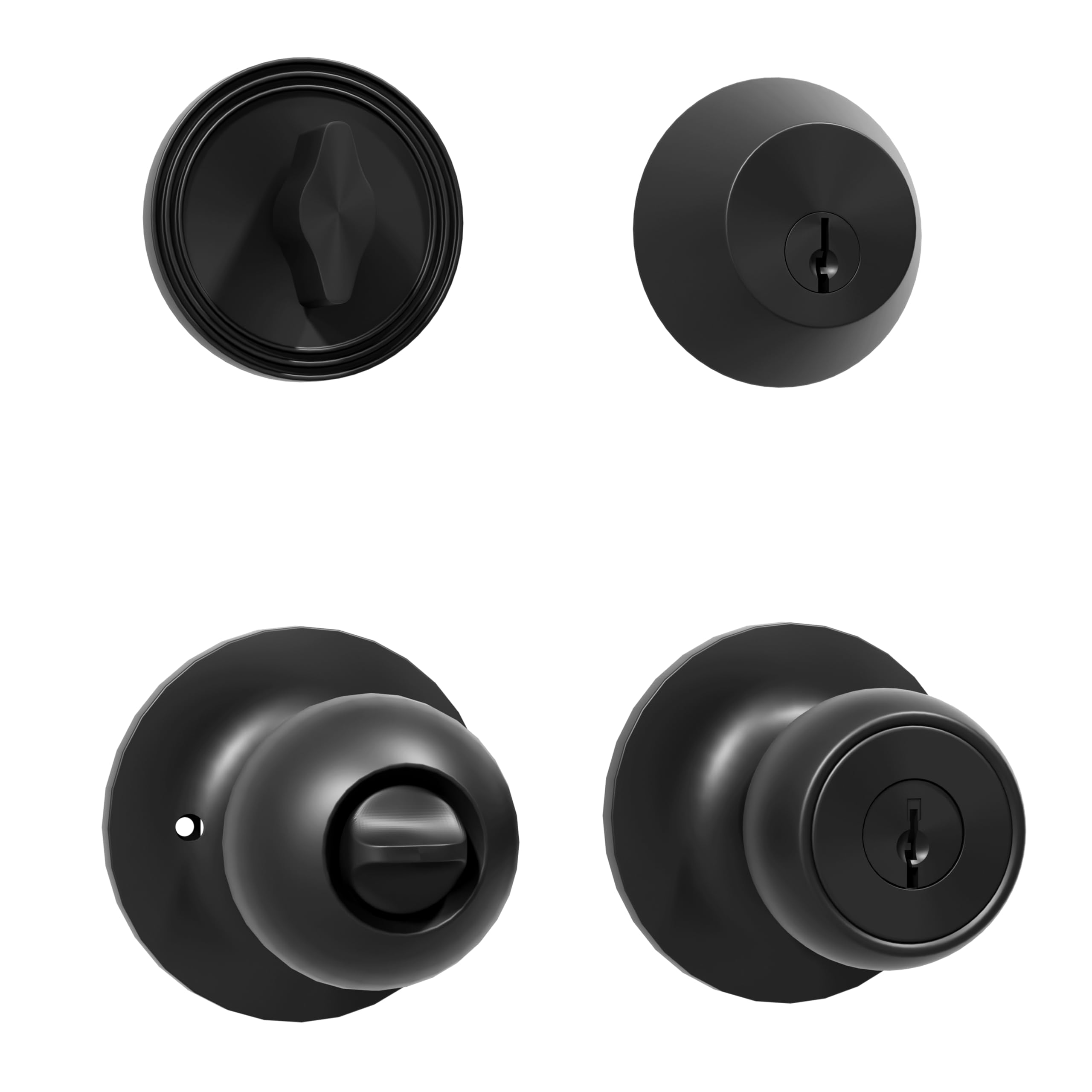 TENONER Black Round Handle with Lock for Outdoor Doors