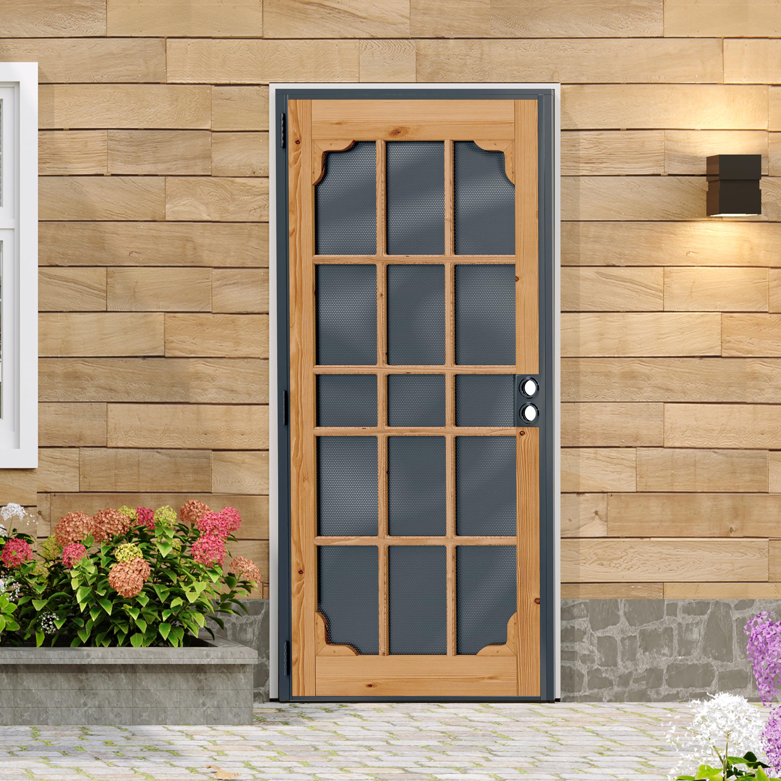 TENONER Bronze Steel Exterior Security Screen Door