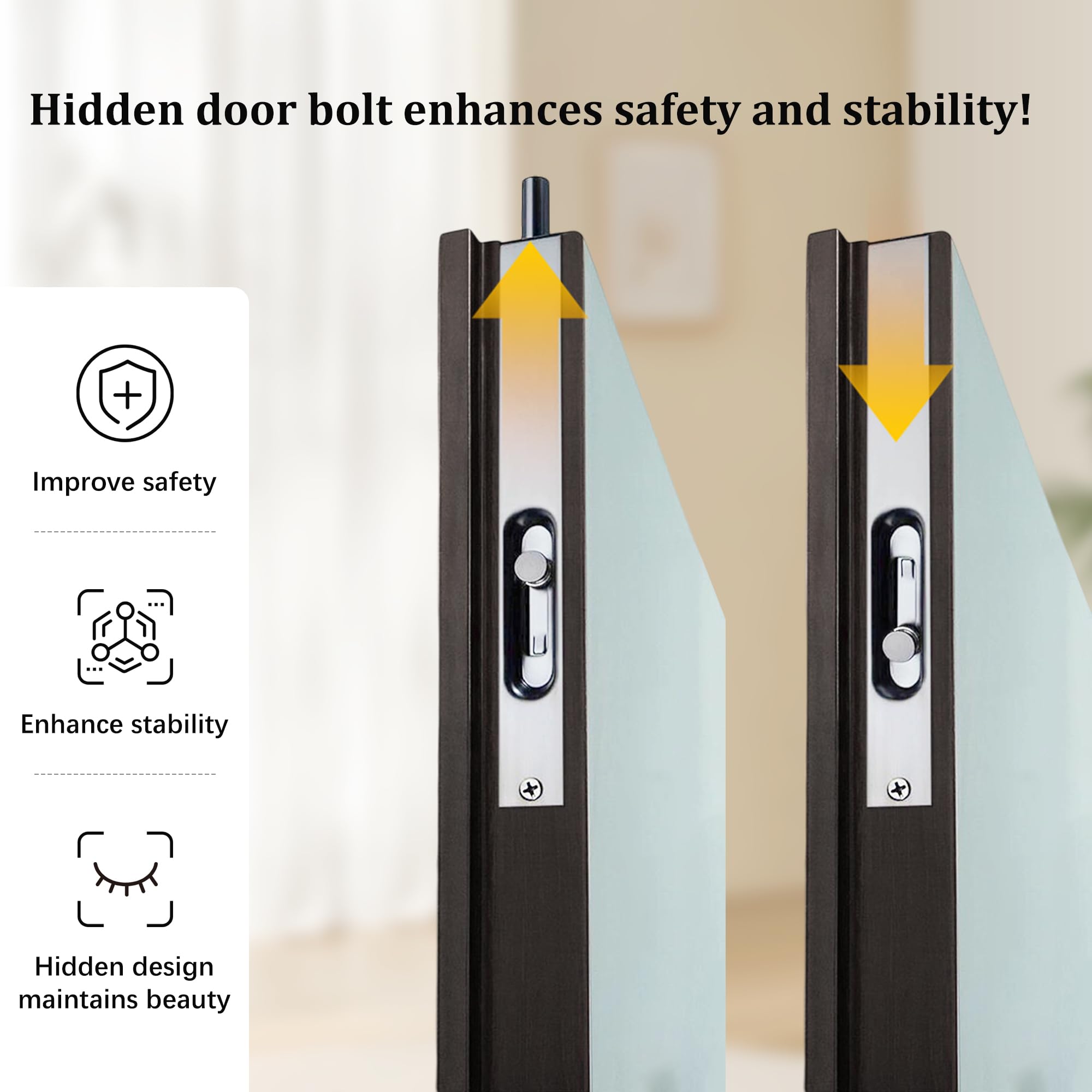 TENONER Exterior Double Doors Jamb with Flush Bolts Hardware Kit