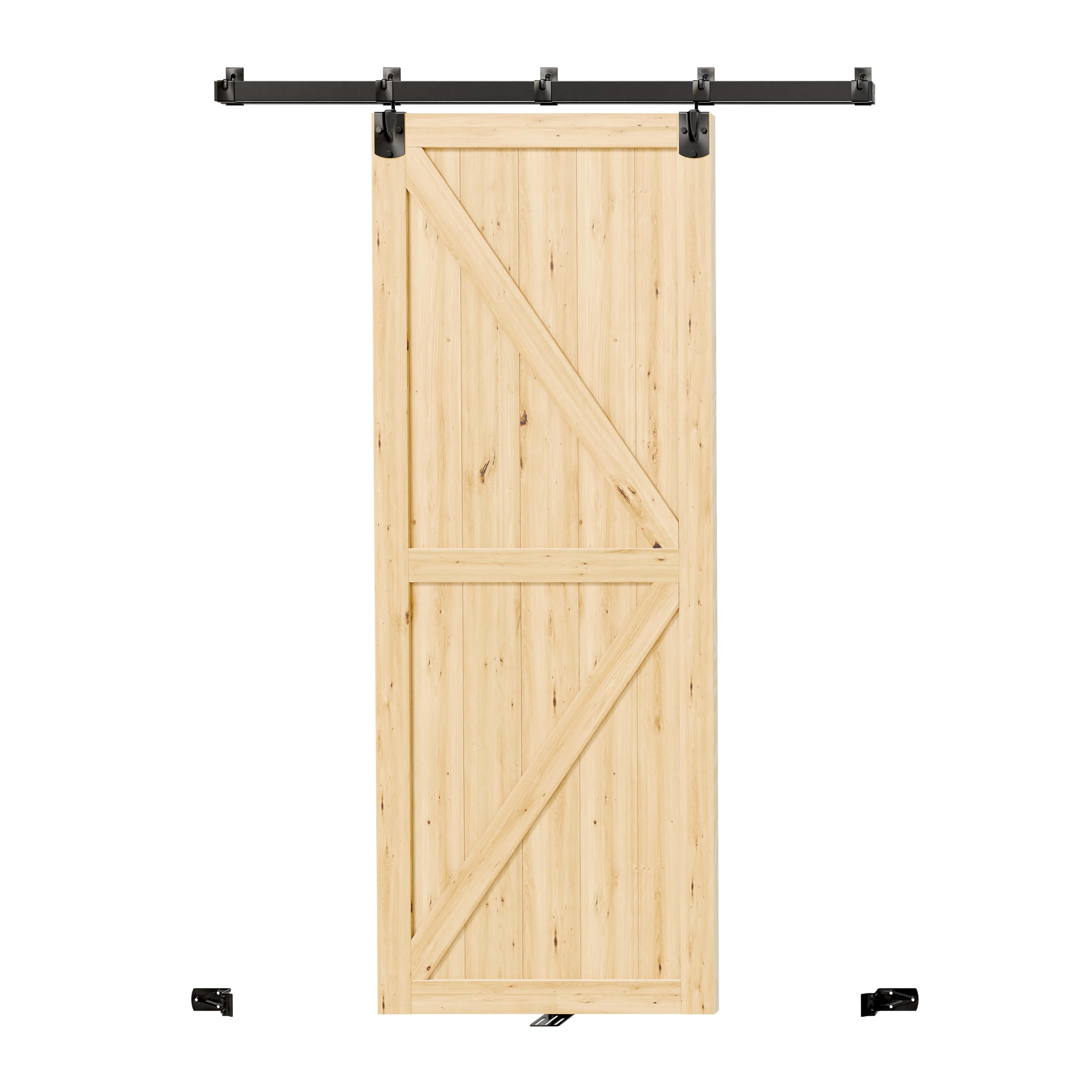 TENONER Pine Wood K-Shaped Exterior Sliding Barn Door
