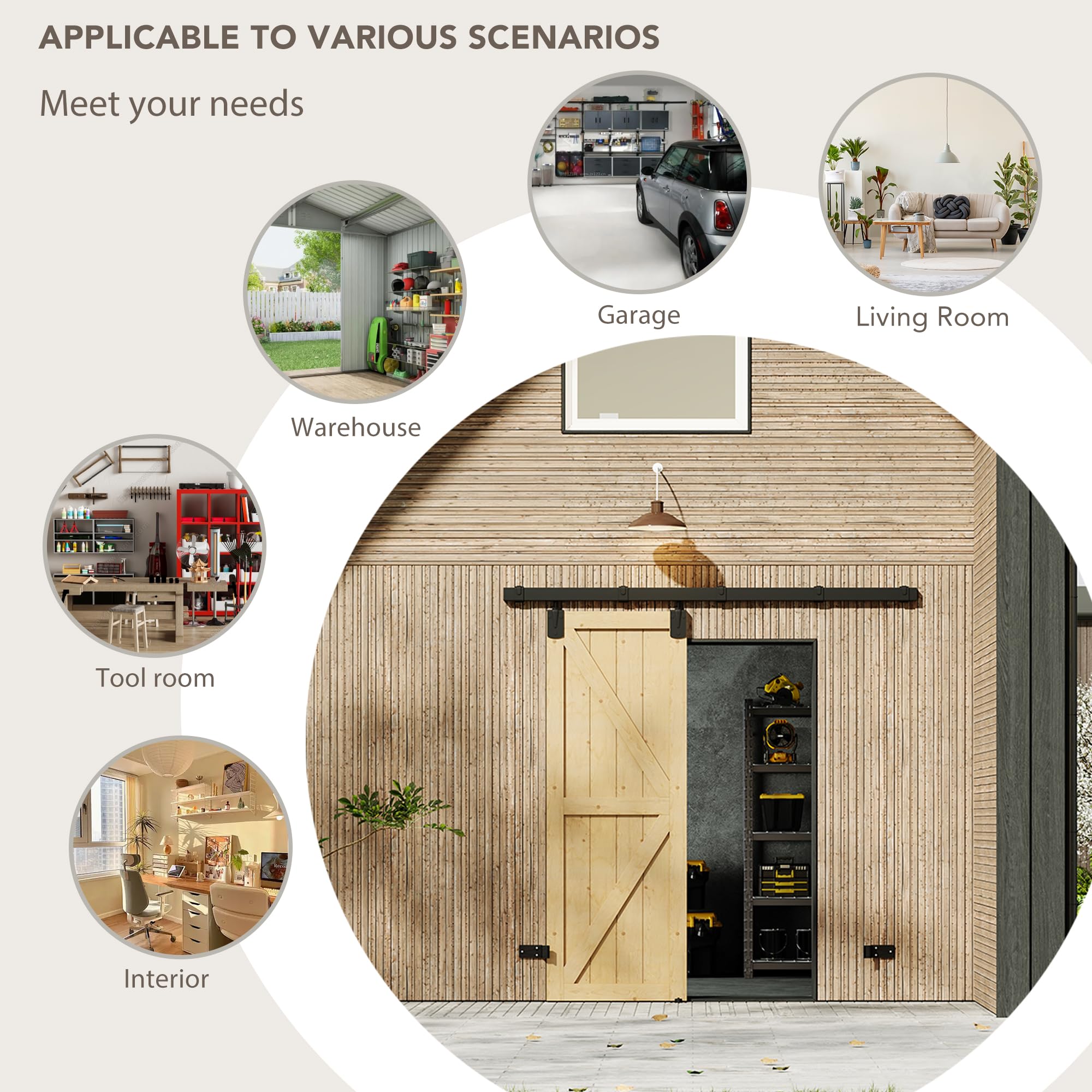 TENONER Pine Wood K-Shaped Exterior Sliding Barn Door