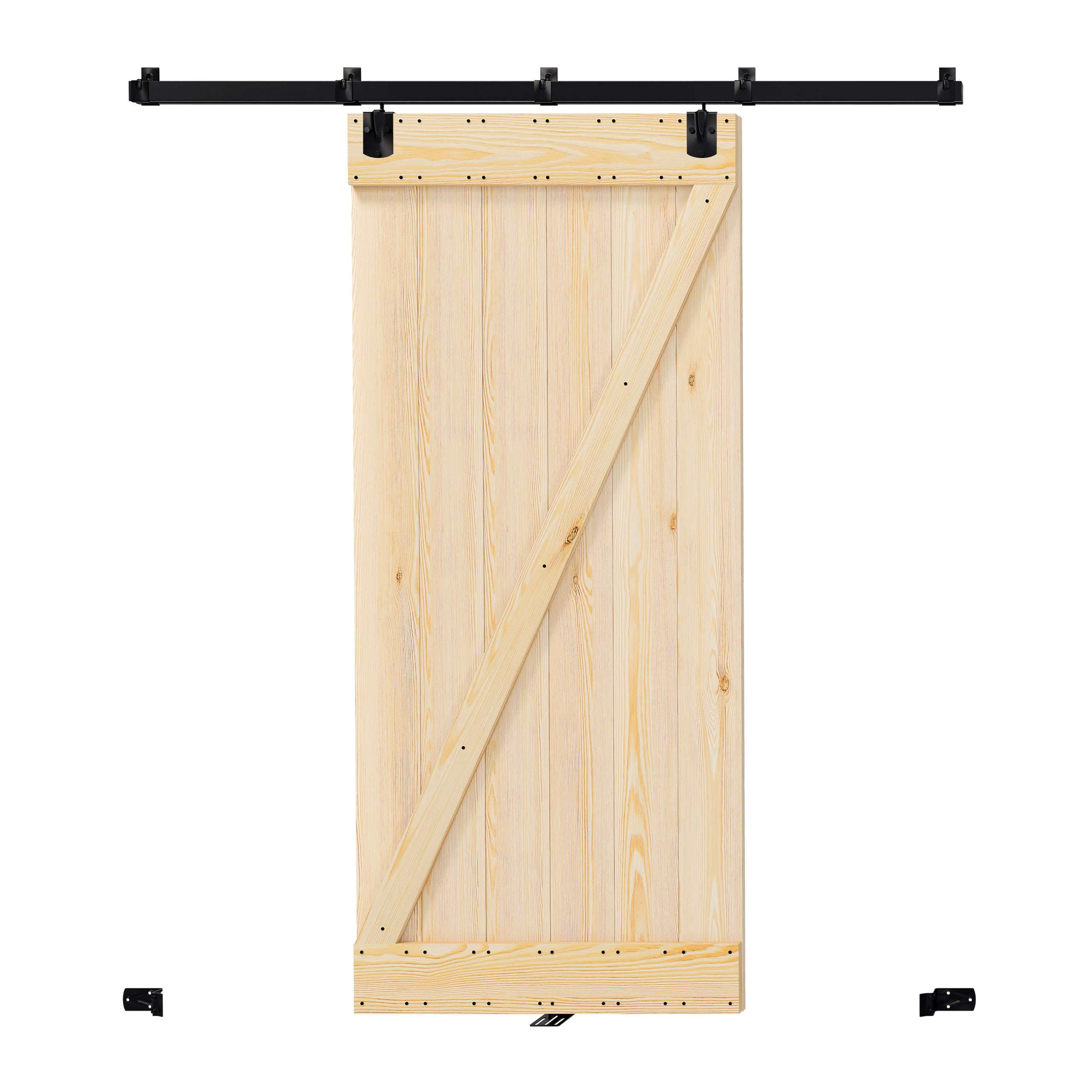 TENONER Pine Wood Z-Shaped Exterior Sliding Barn Door