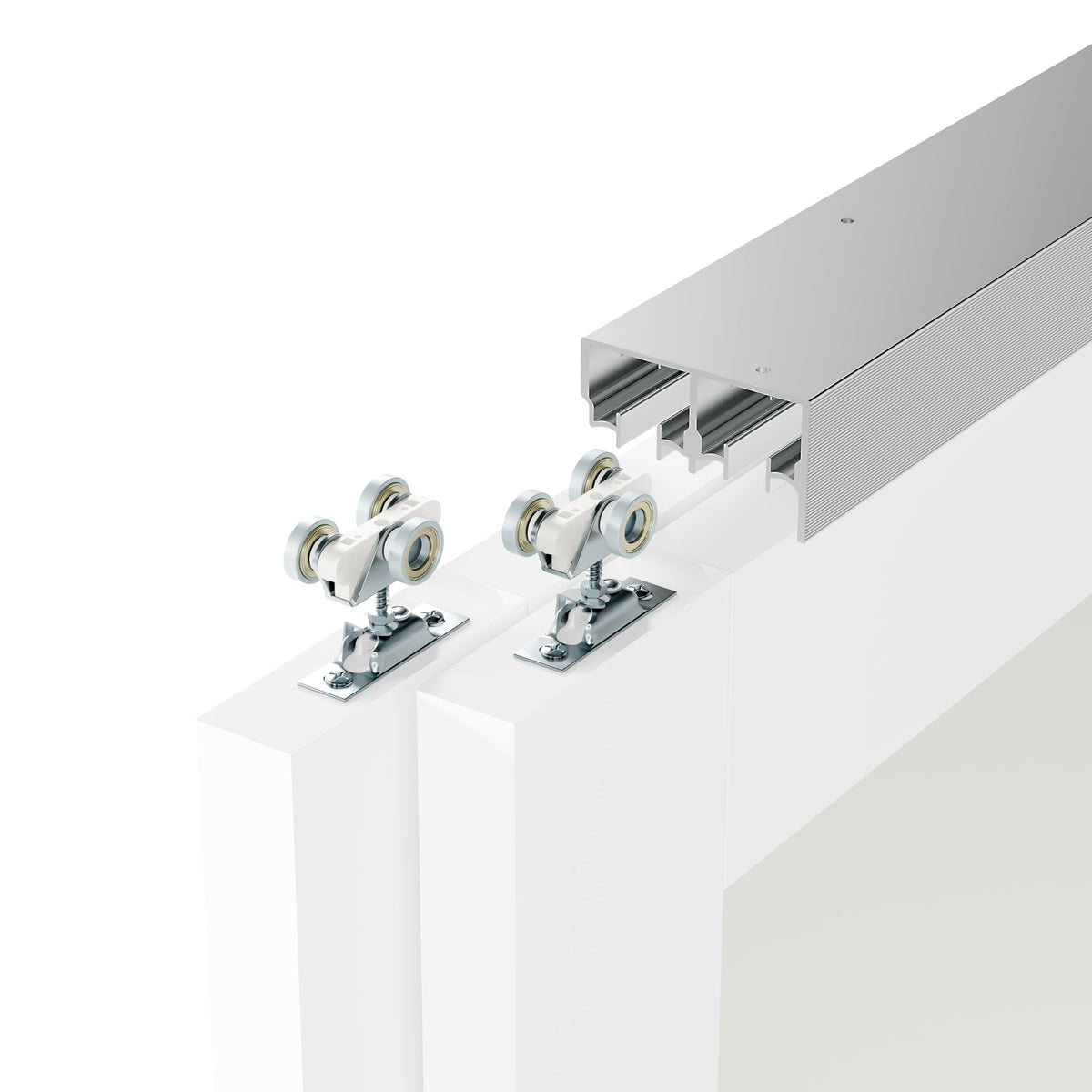TENONER Silver Aluminum Sliding Bypass Closet Door Hardware Kit