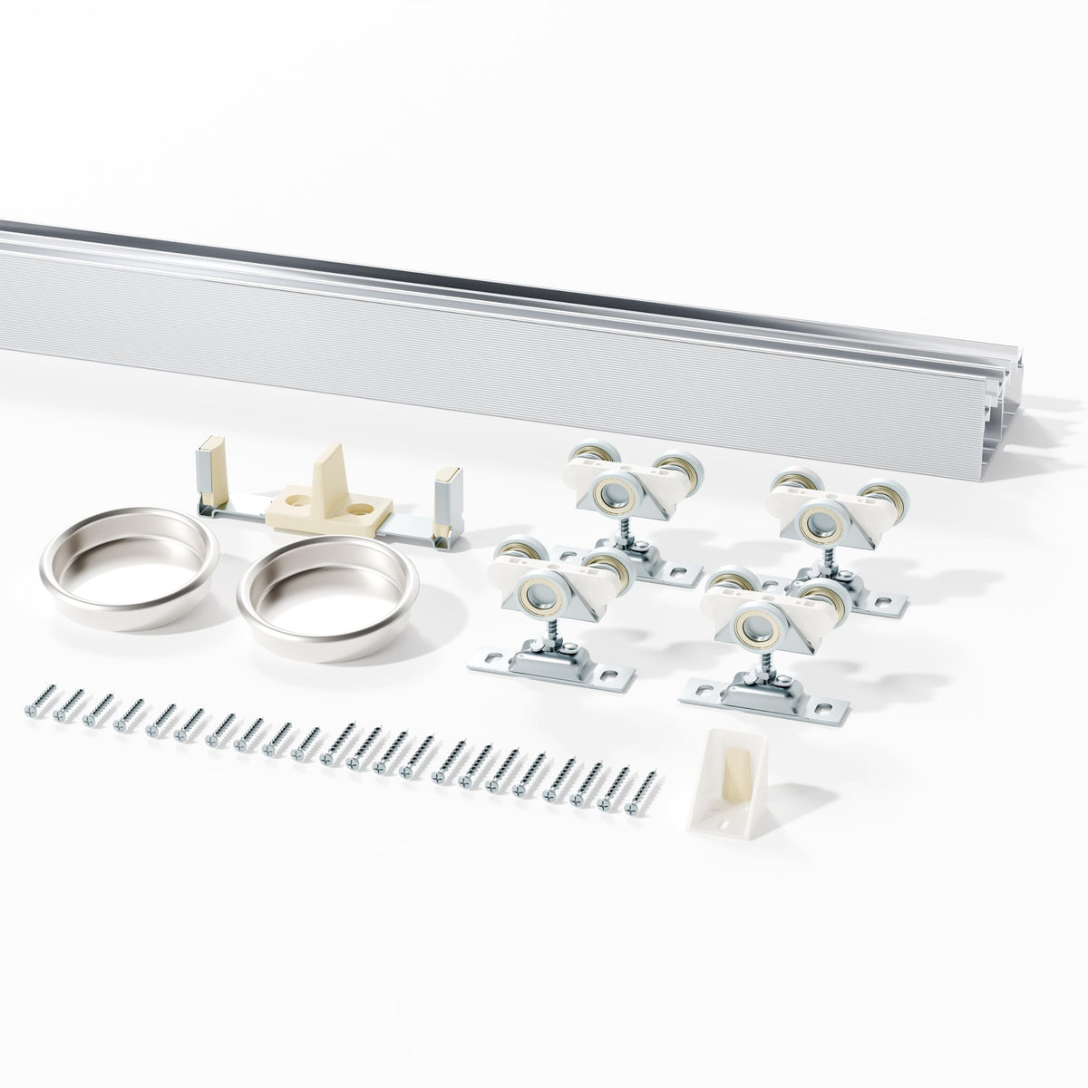 TENONER Silver Aluminum Sliding Bypass Closet Door Hardware Kit