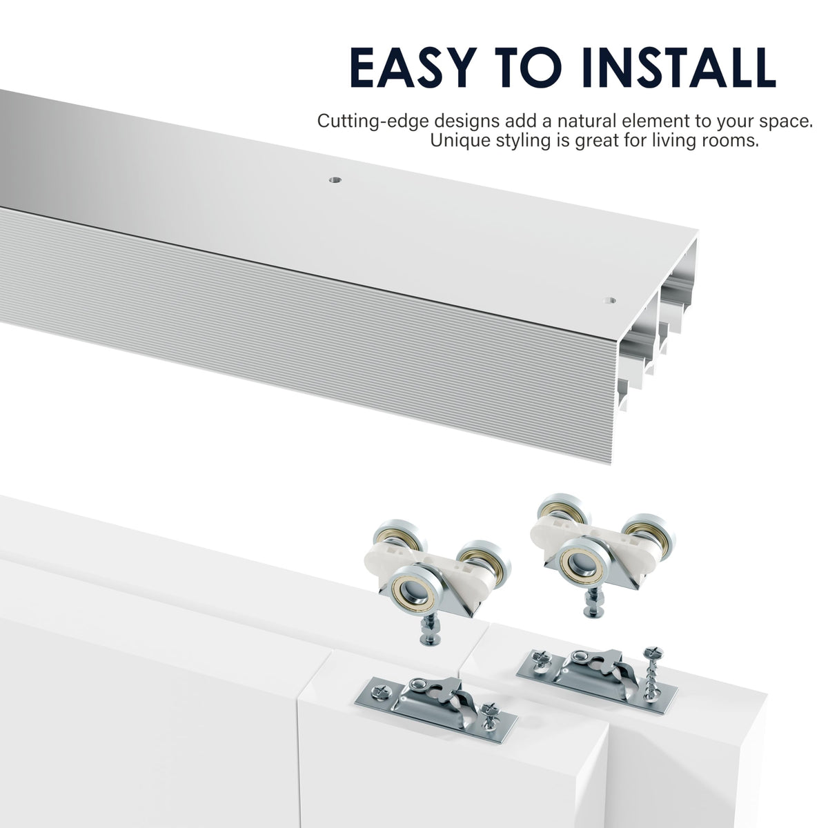 TENONER Silver Aluminum Sliding Bypass Closet Door Hardware Kit