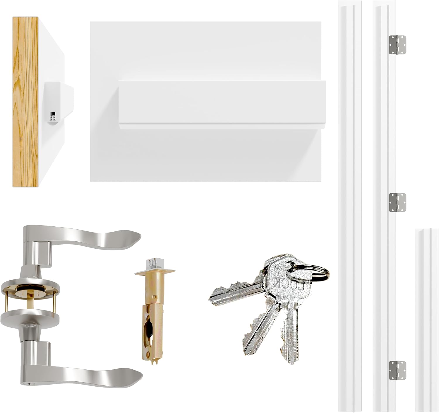 TENONER White 36-inch Door Frame with Waterproof Strip and Handle