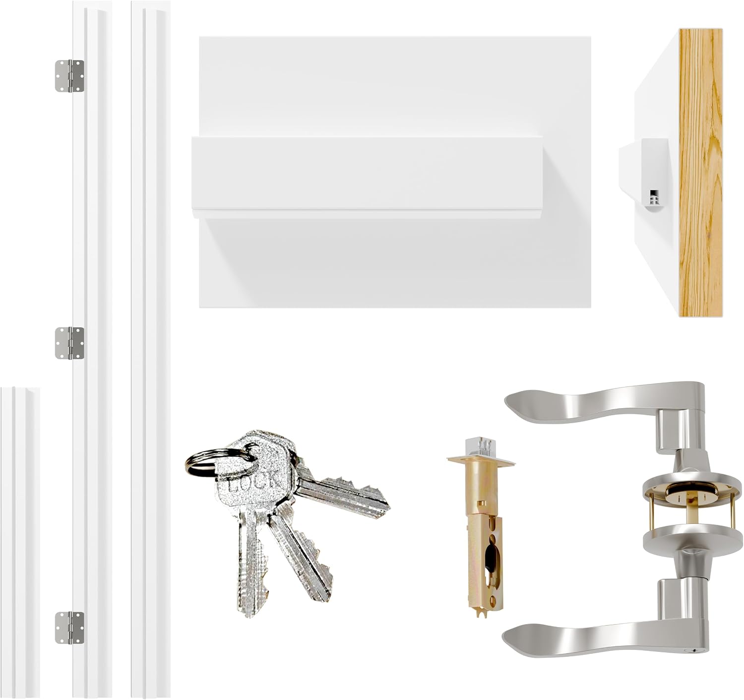 TENONER White 36-inch Door Frame with Waterproof Strip and Handle