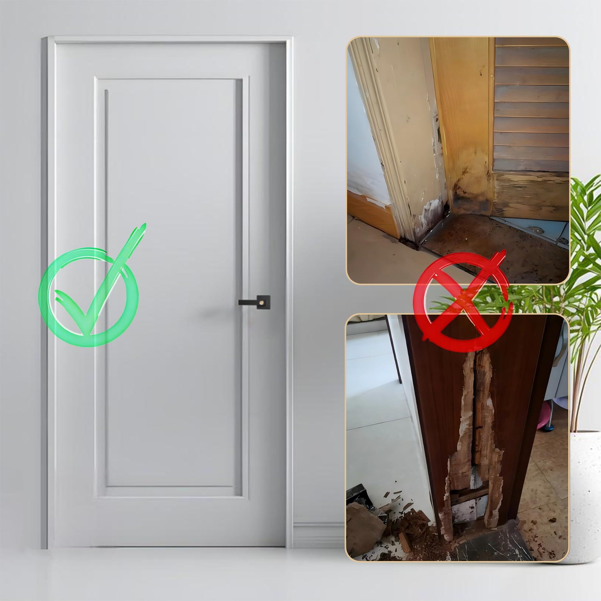 TENONER White 36-inch Door Frame with Waterproof Strip and Handle