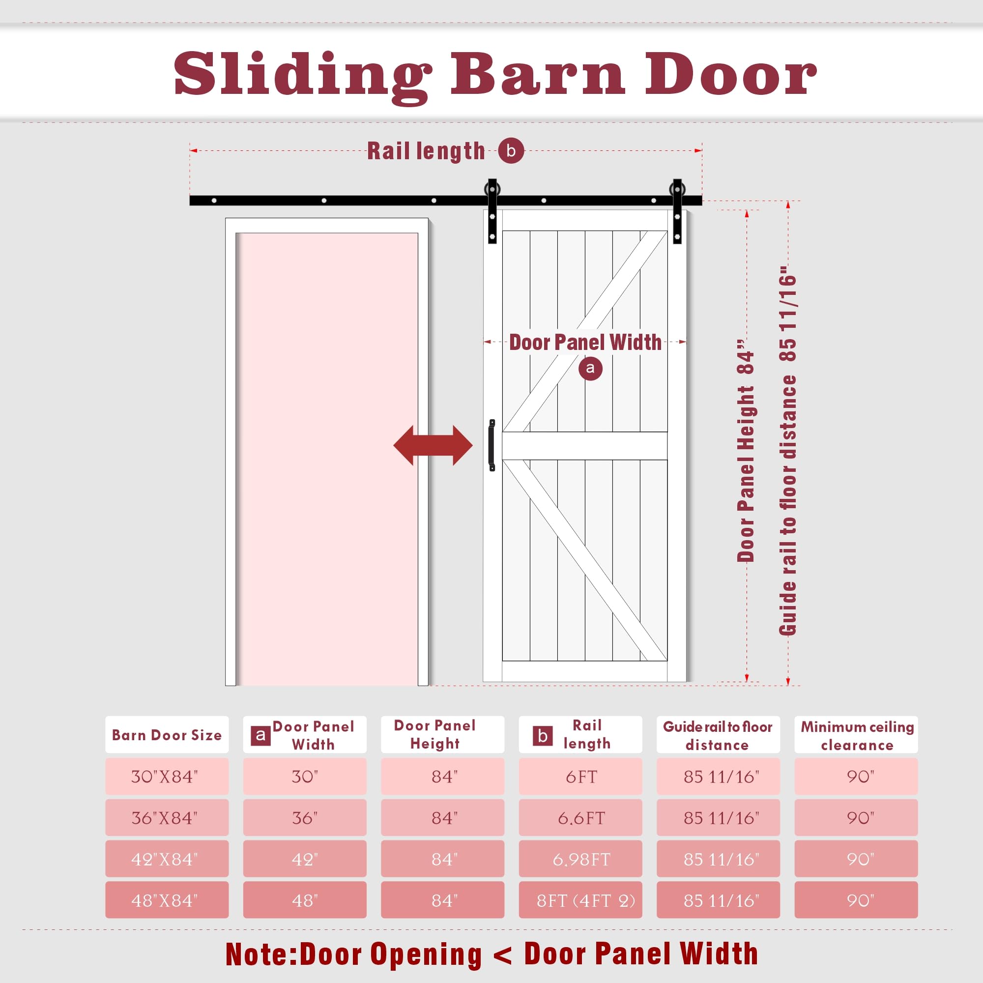 TENONER White K Design Solid Core MDF Wood & Primed Finished Sliding Barn Door