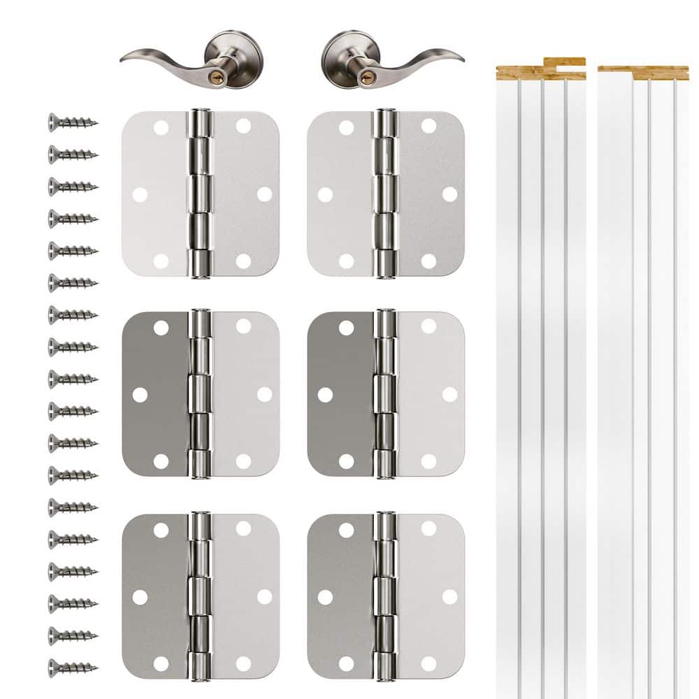 TENONER White Pre-Hung Double Door Jamb Frame Kit Including Latches And Door Handles