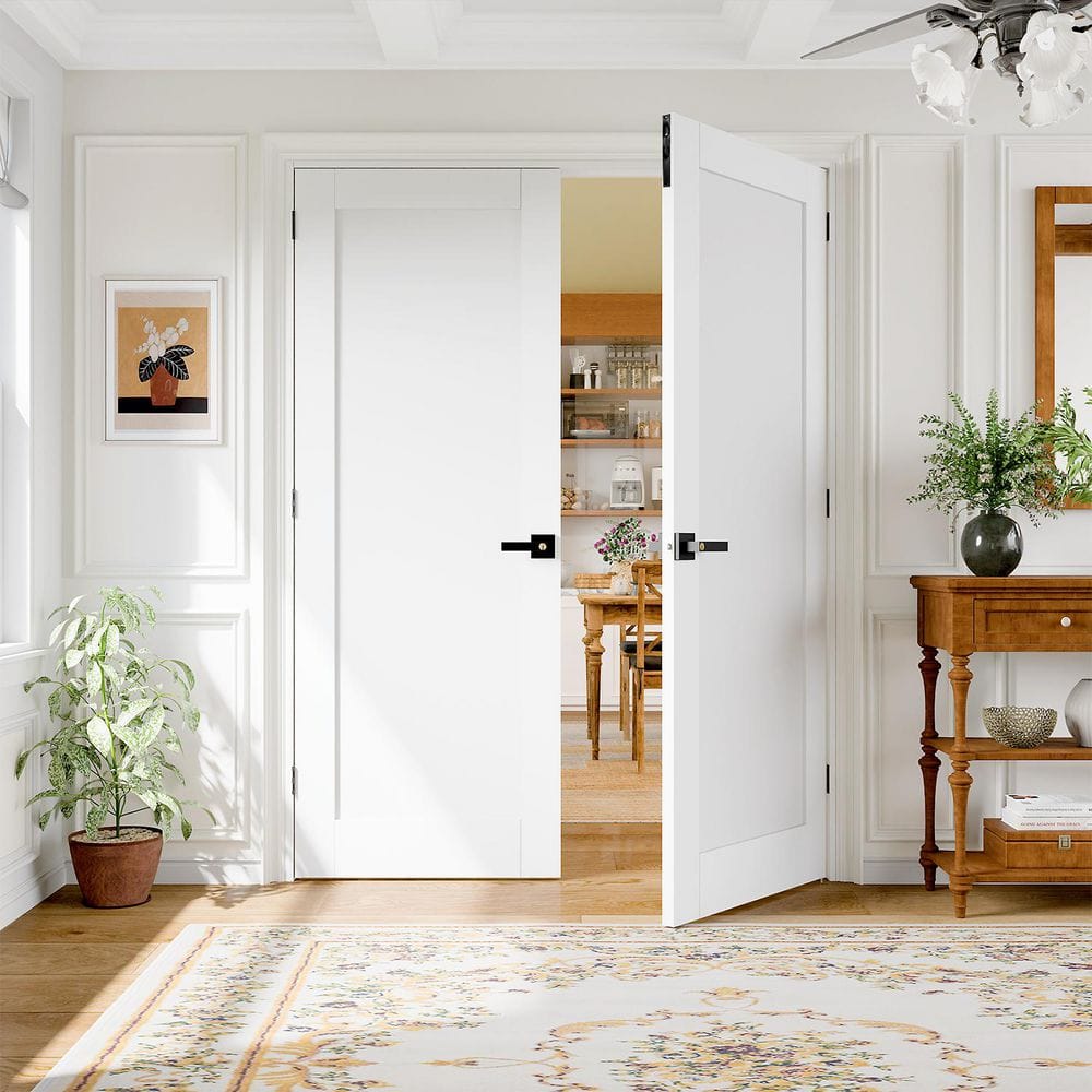 TENONER White Pre-Hung Double Door Jamb Frame Kit Including Latches And Door Handles