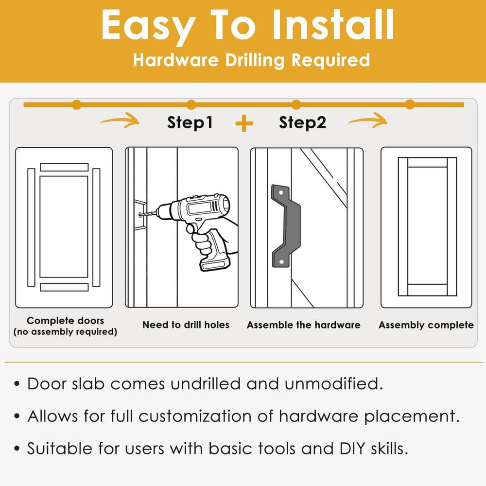 TENONER White Primed 5-Panel Core Sliding Barn Door with Hardware Kit