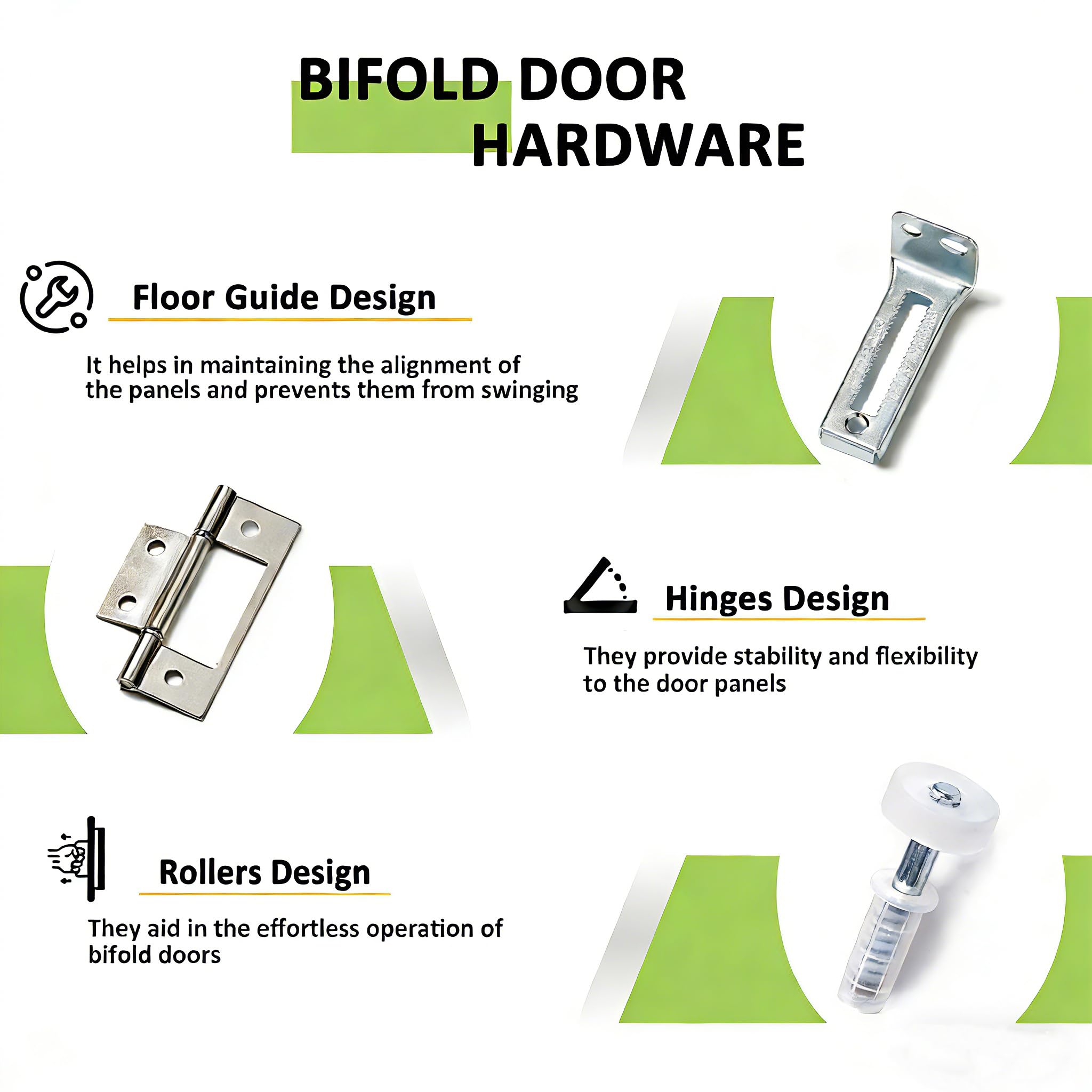 TENONER White Primed 5-Panel Hollow Core Bifold Door with Hardware Kits