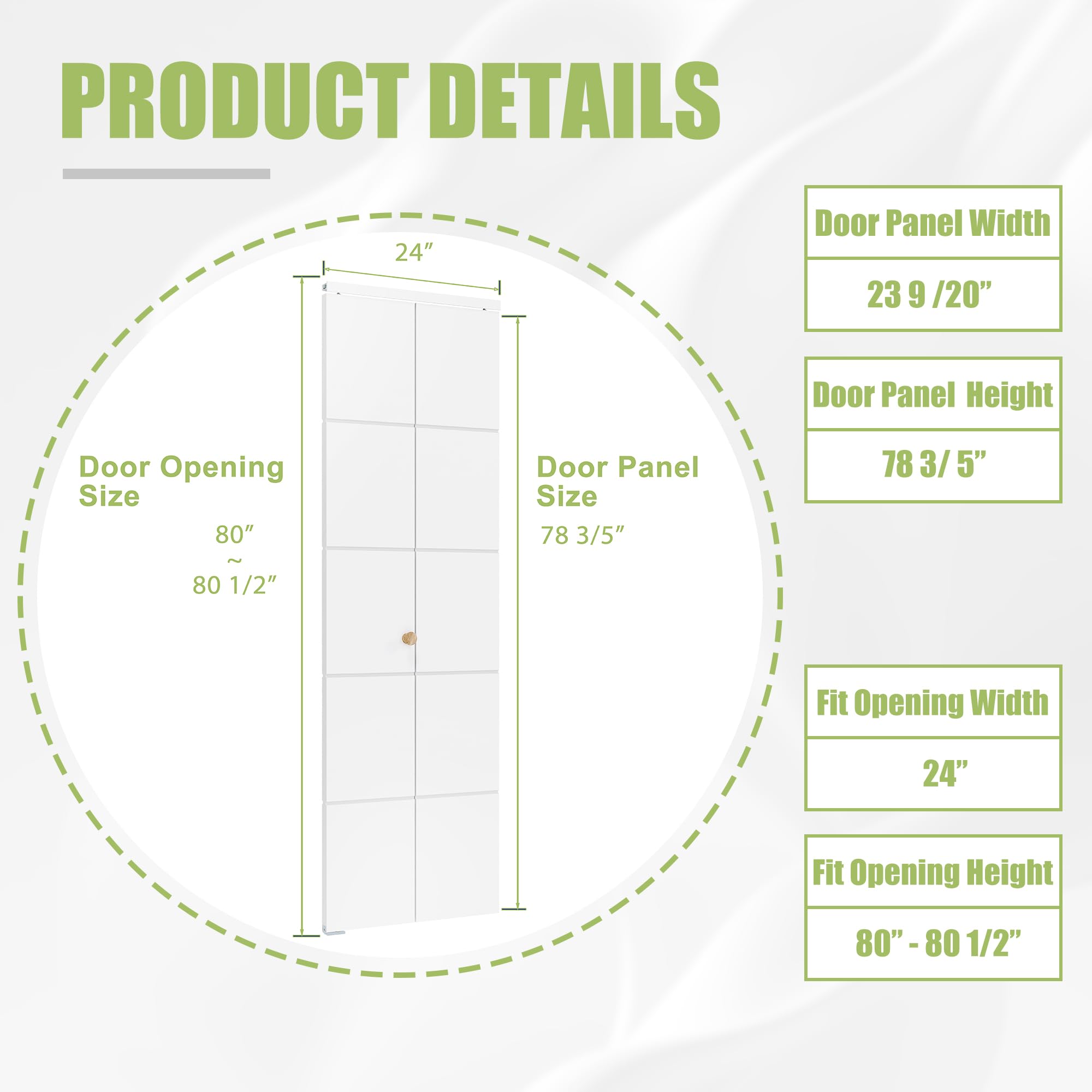 TENONER White Primed 5-Panel Hollow Core Bifold Door with Hardware Kits