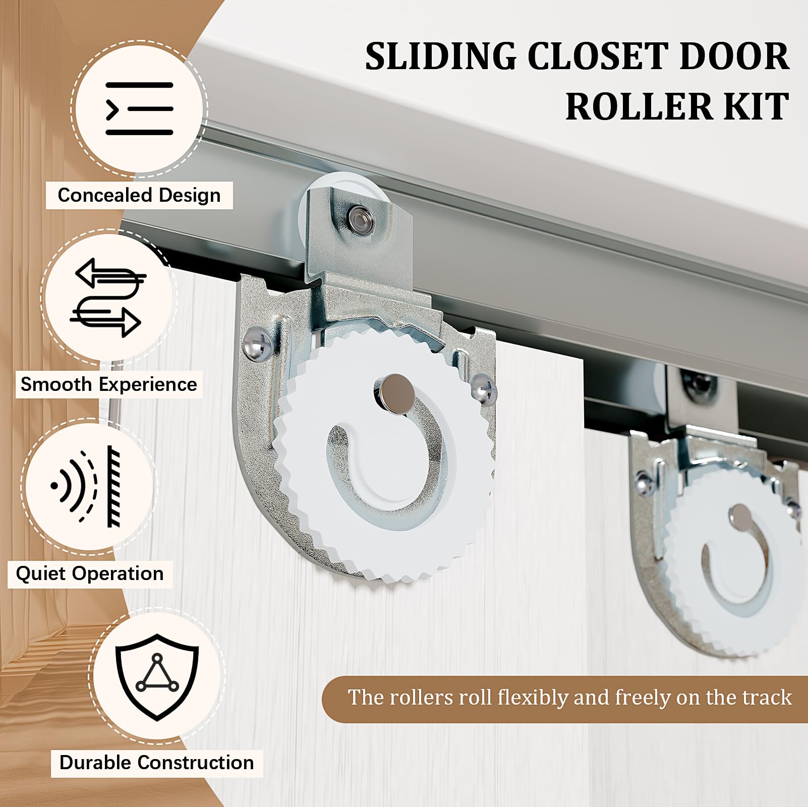 TENONER White Aluminum Frame Mirrored Sliding Closet Door for Bedroom, Closet, and Living Room - Space-Saving, Durable
