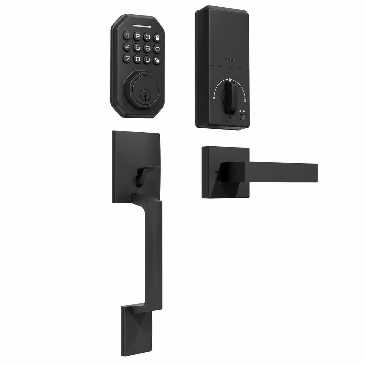 TENONER Black Electronic Keypad Lock with Handle for Outdoor Doors