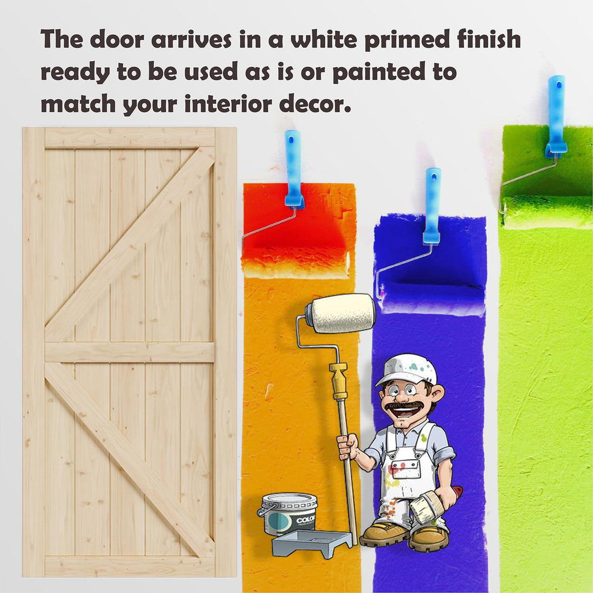TENONER Pine K-Frame Double Exterior Bypass Barn Door with Hardware