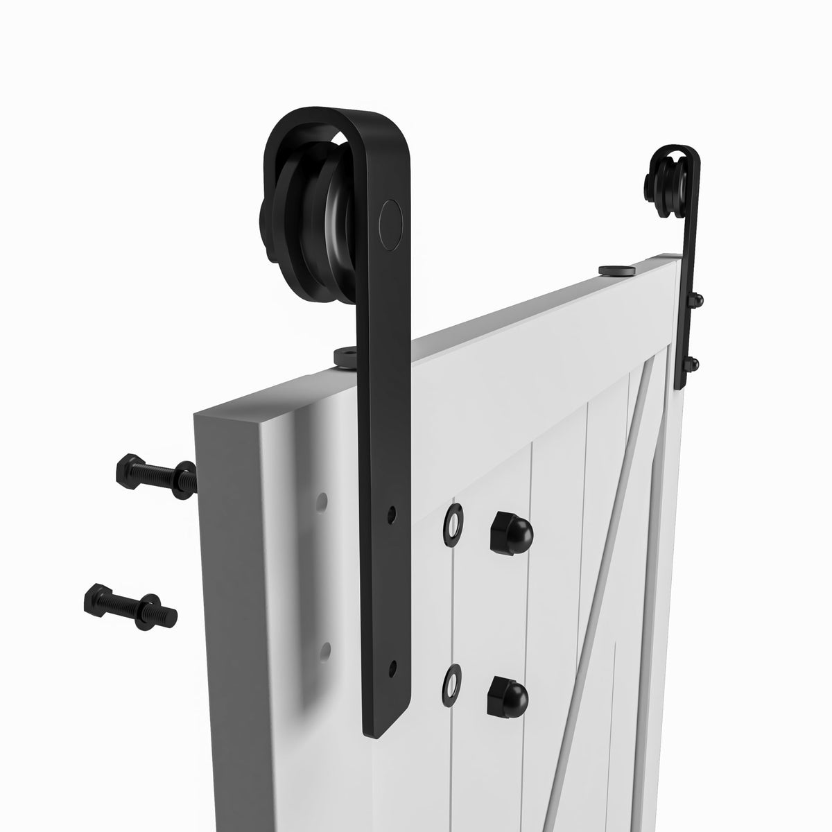 TENONER White Primed Finished K Design Solid Core MDF Sliding Barn Door with Hardware