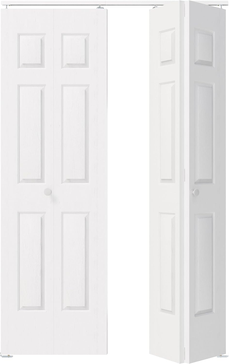 TENONER White MDF Hollow Core 6 Panel Bi-Fold Interior Door for Closet, Pantry, Laundry Room - Space-Saving and Easy-to-Operate