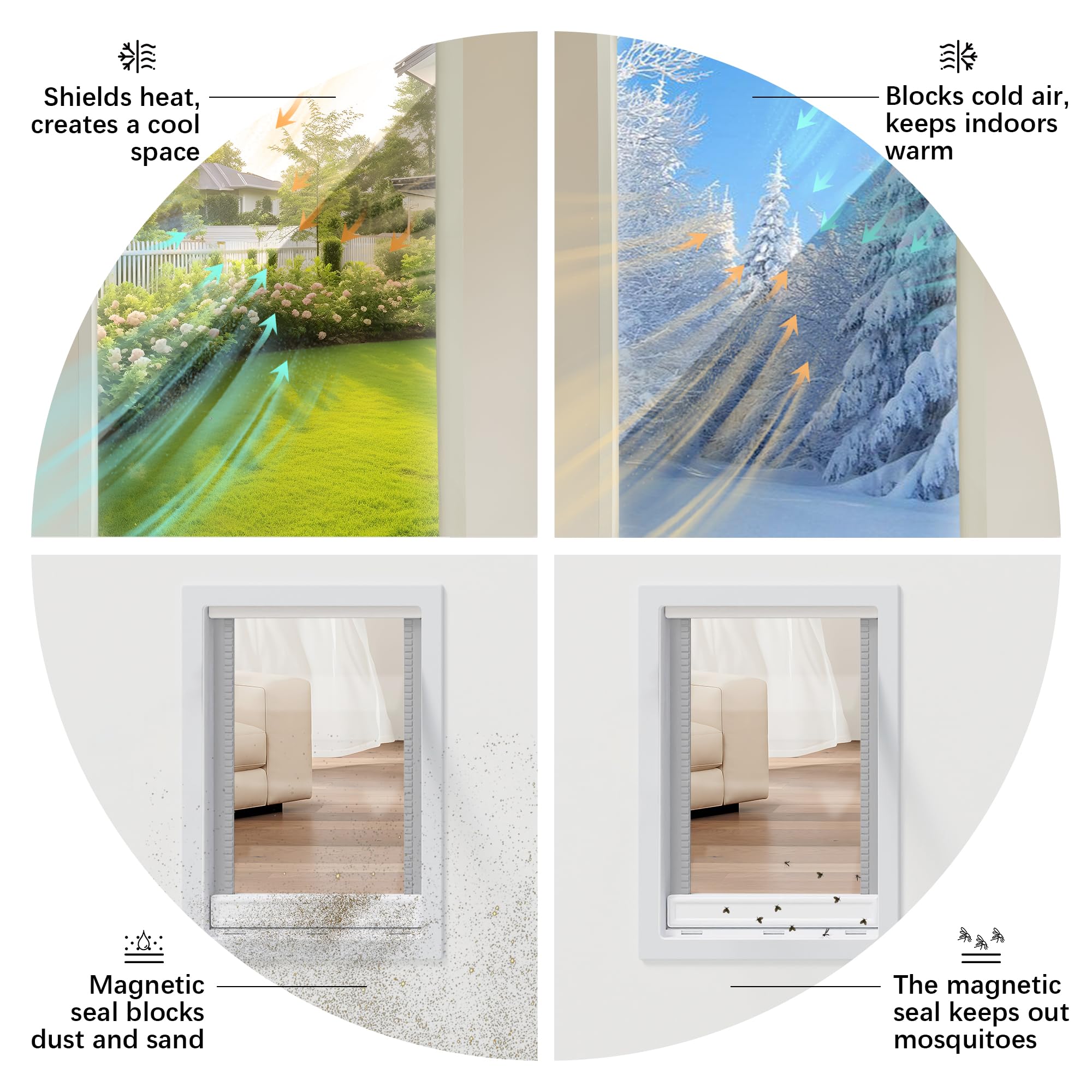 TENONER White Primed 1-Lite Clear Glass Exterior Dog Doors, No Hinges or Handles Included