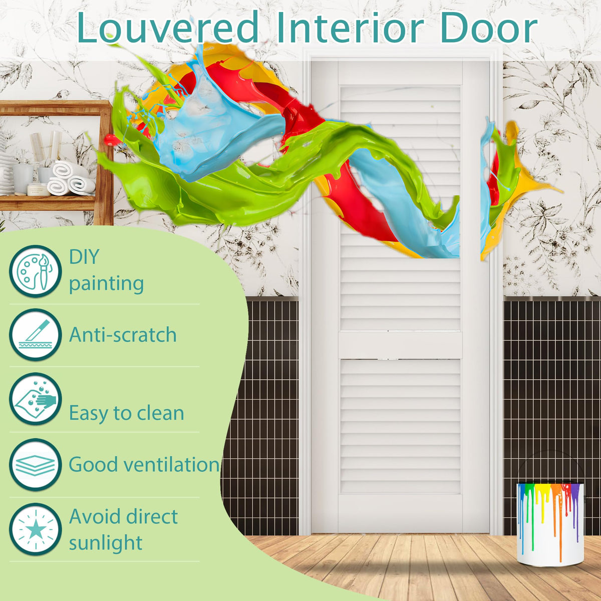 TENONER White Primed Solid Core Slab / Prehung Louvered Ventilation Interior Door - Single or Double Available