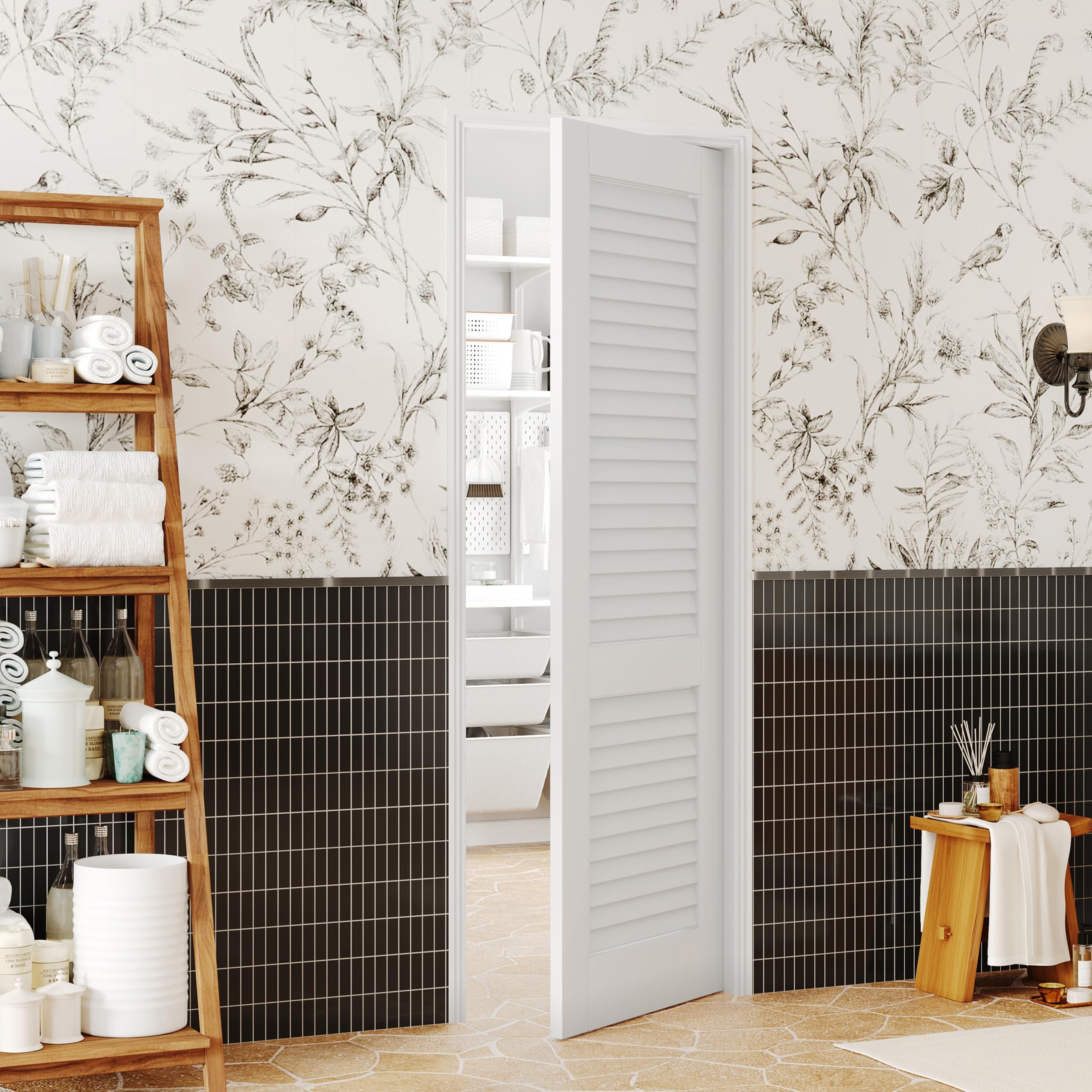 TENONER White Primed Solid Core Slab / Prehung Louvered Ventilation Interior Door - Single or Double Available