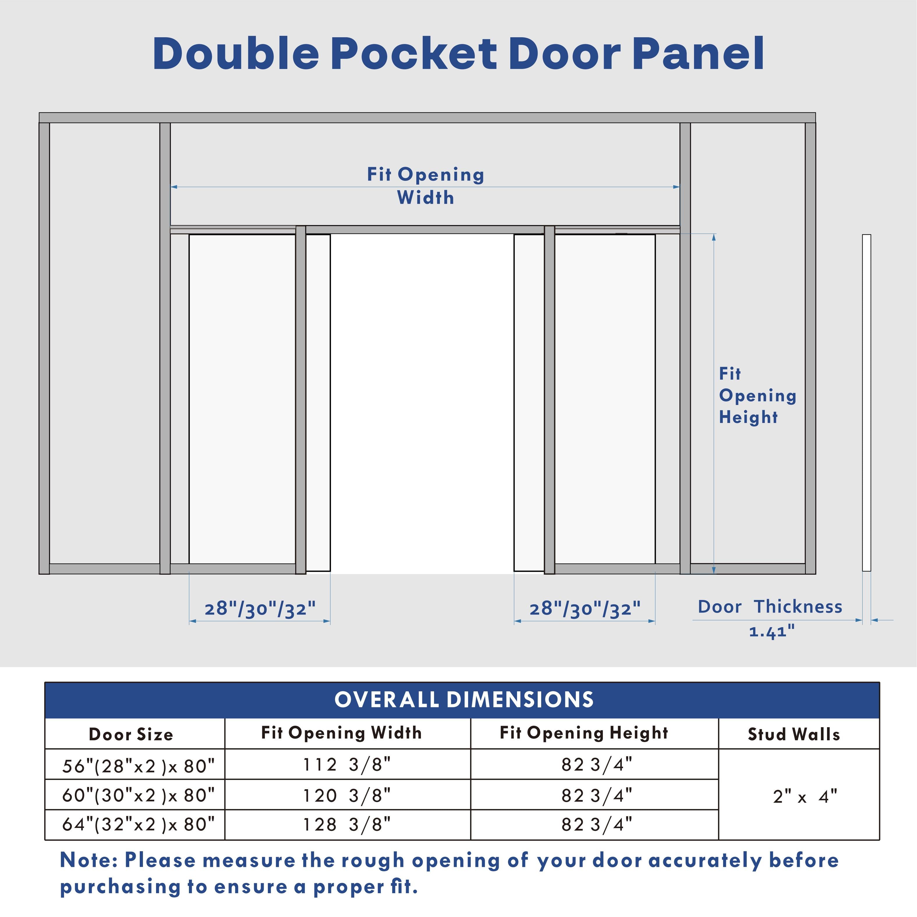 TENONER Sliding Pocket Door, 1-Lite Frosted Glass Interior Door with Frame and Hardware Kit Set, Interior Door Slab for Pocket Door, White Primed - No Panel Assembly Required, Double Door