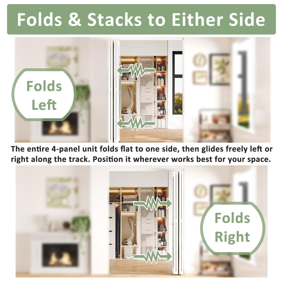 White MDF PVC Covering Full Light Mirrored 4-Panel Bi-Fold Door for Closet, Laundry Room, Bathroom - Space-Saving