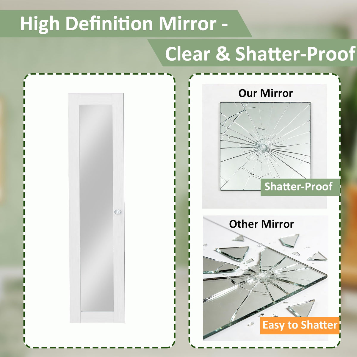 White MDF PVC Covering Full Light Mirrored 4-Panel Bi-Fold Door for Closet, Laundry Room, Bathroom - Space-Saving